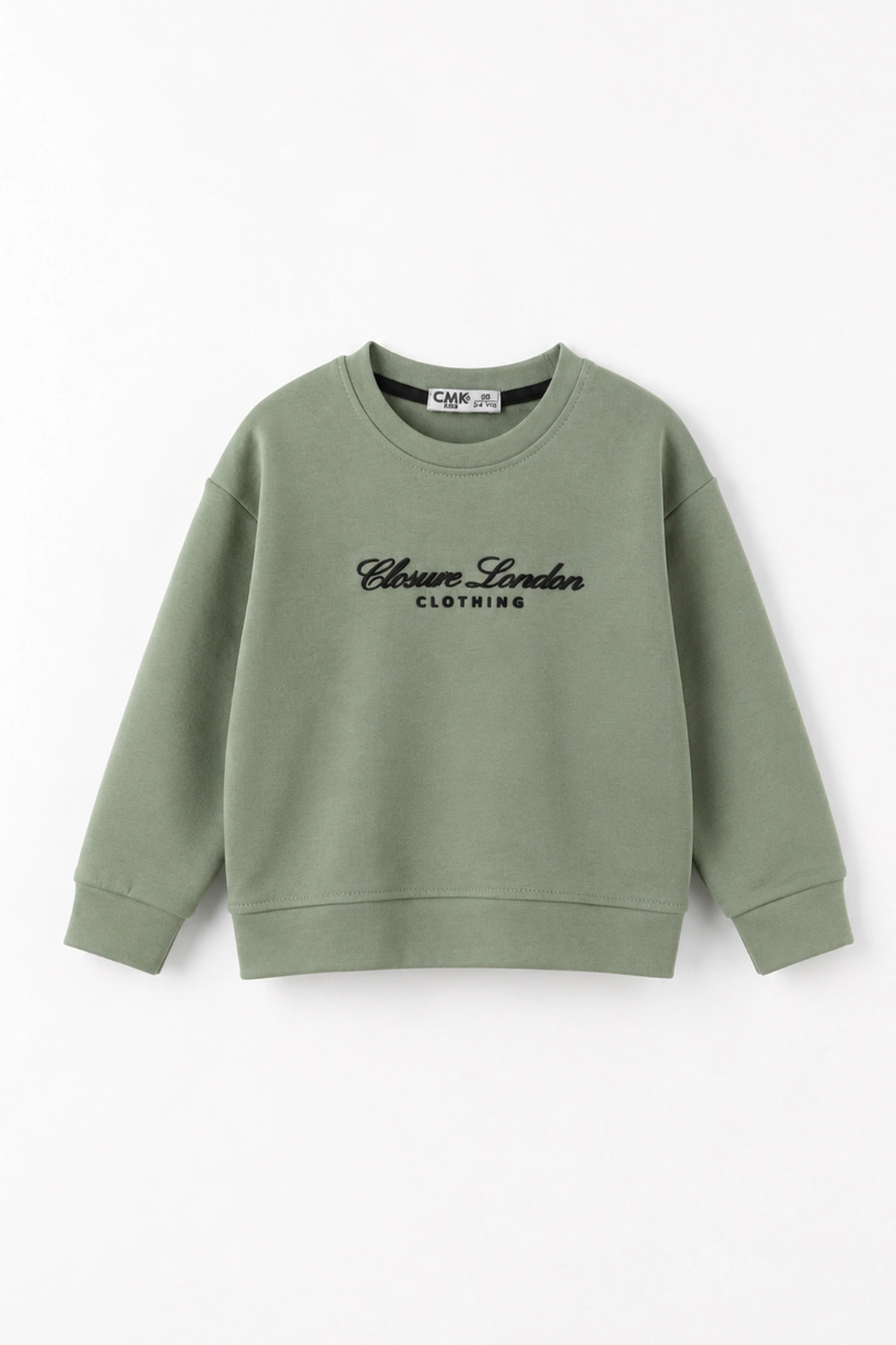 Yeşil (3-12 Yaş) Yazı Nakışlı Erkek Çocuk Sweatshirt 473817