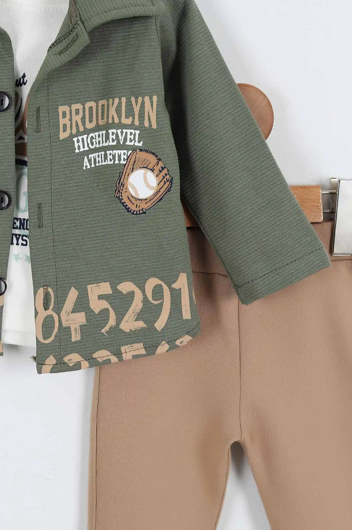Yeşil (3-18 Ay) Brooklyn Legend Baskılı 3'lü Erkek Bebek Takım 340632
