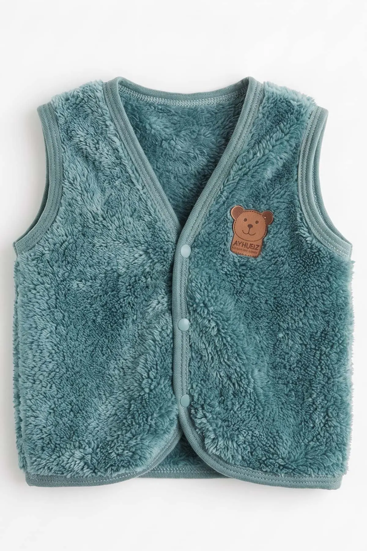 Yeşil (3-24 Ay) Ayıcık Armalı Peluş Bebek Yelek 493758