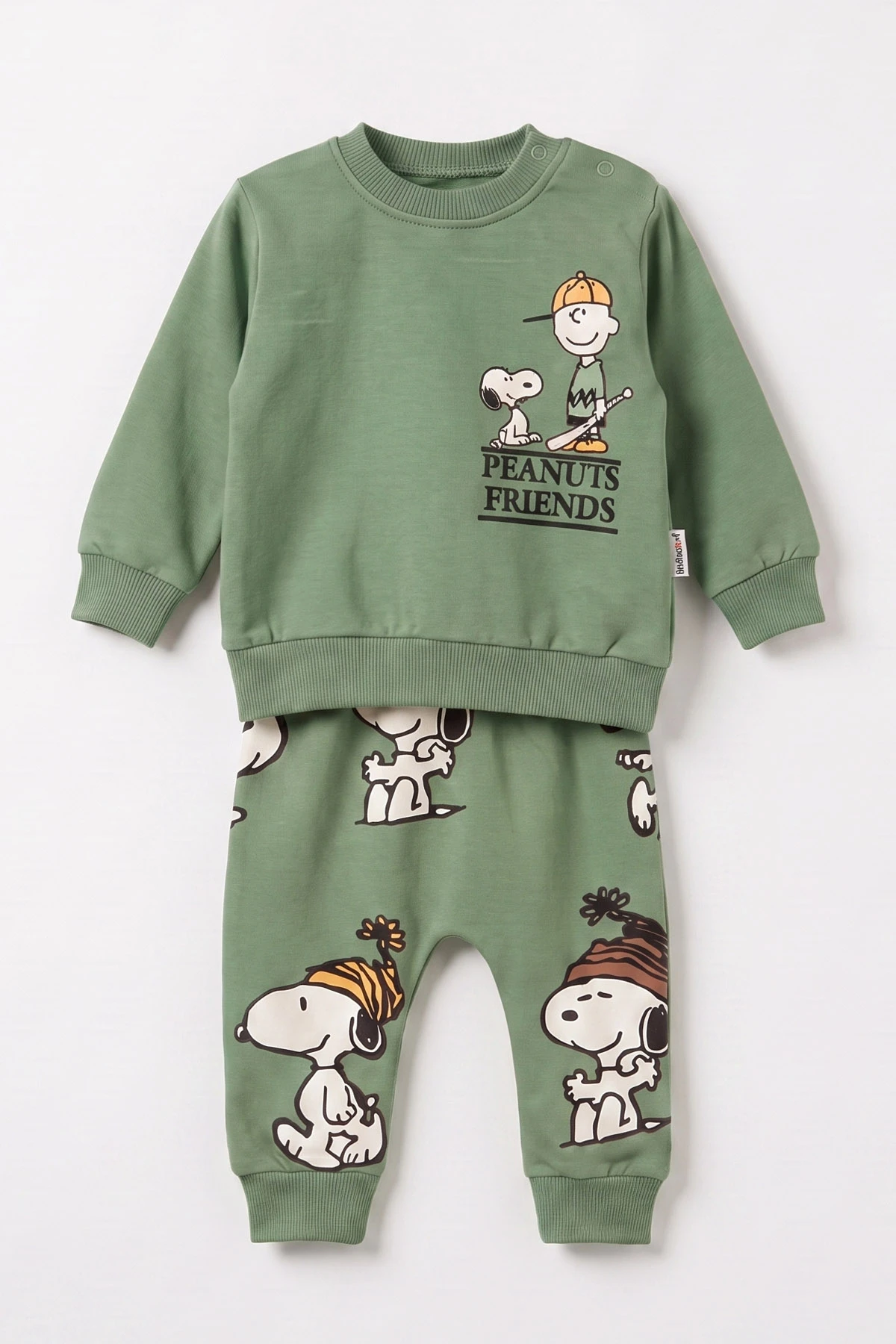 Yeşil (3-24 Ay)Peanuts Baskılı 2 İp Erkek Bebek Mevsimlik Takım 472793