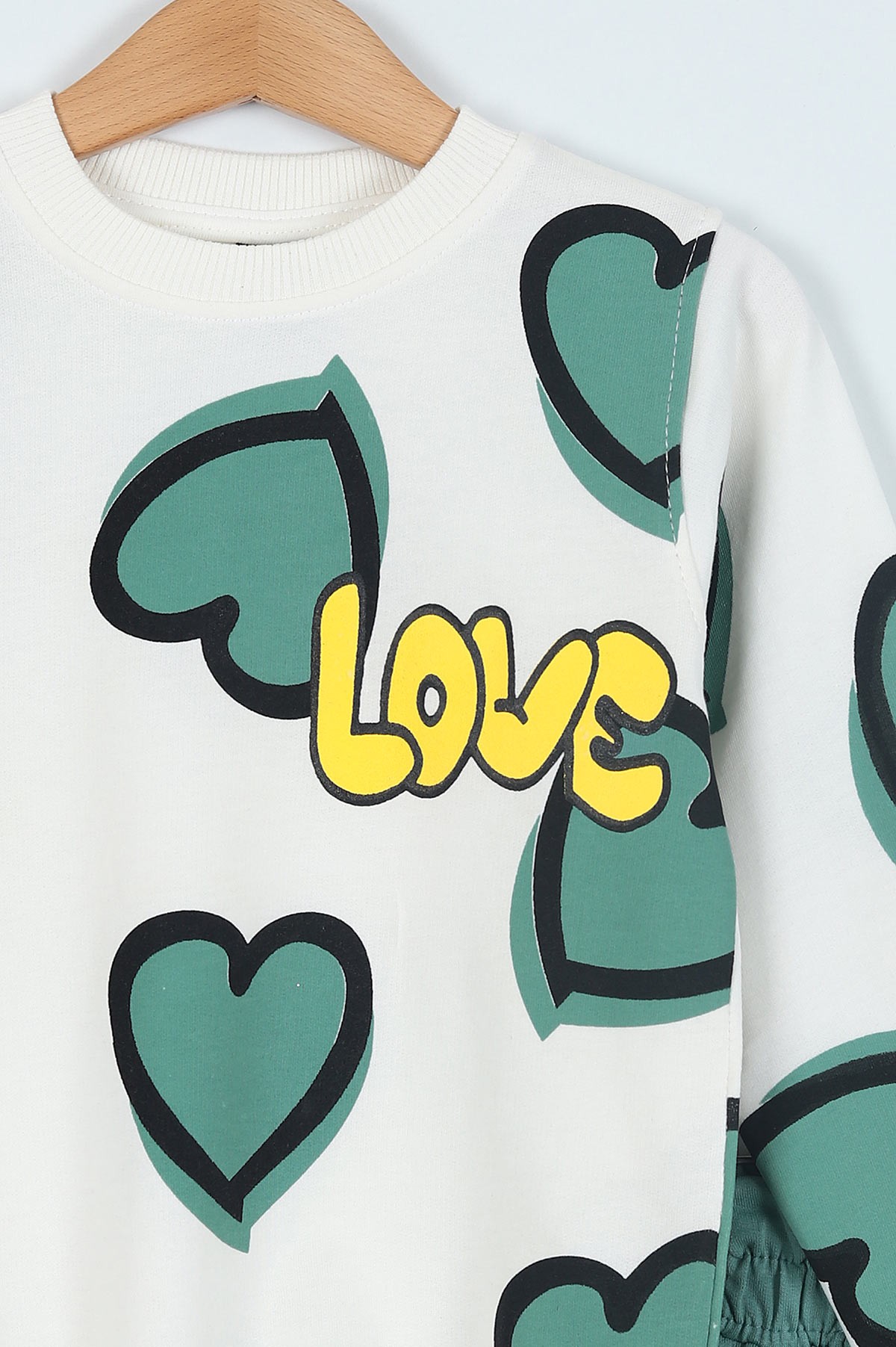Yeşil (3-6 Yaş) Kalp Love Baskılı iki İp Kız çocuk Takım 216572