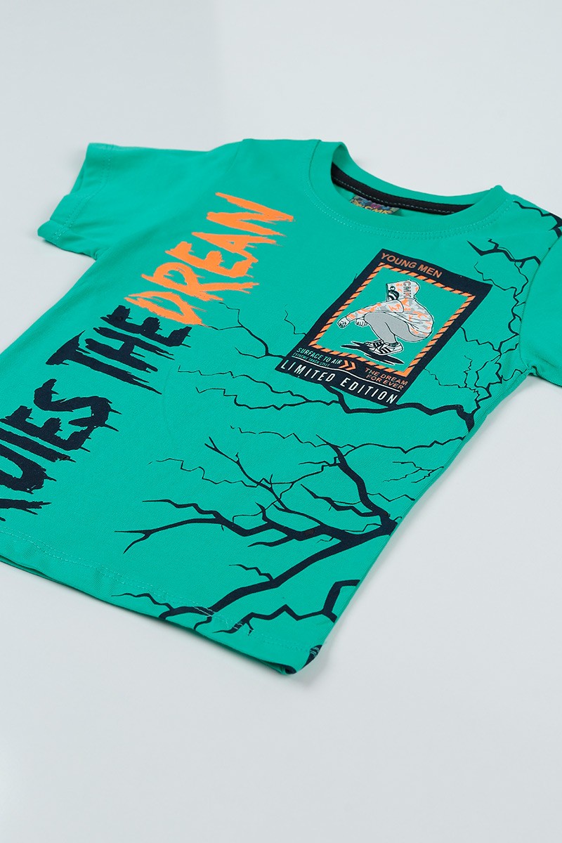 Yeşil (3-7 Yaş) Street Style Erkek Çocuk Tişört 94532