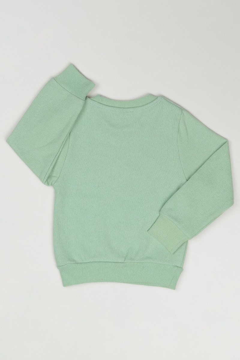 Yeşil (3-7 Yaş) Yıldız Baskılı Kız Çocuk Sweatshirt 84763
