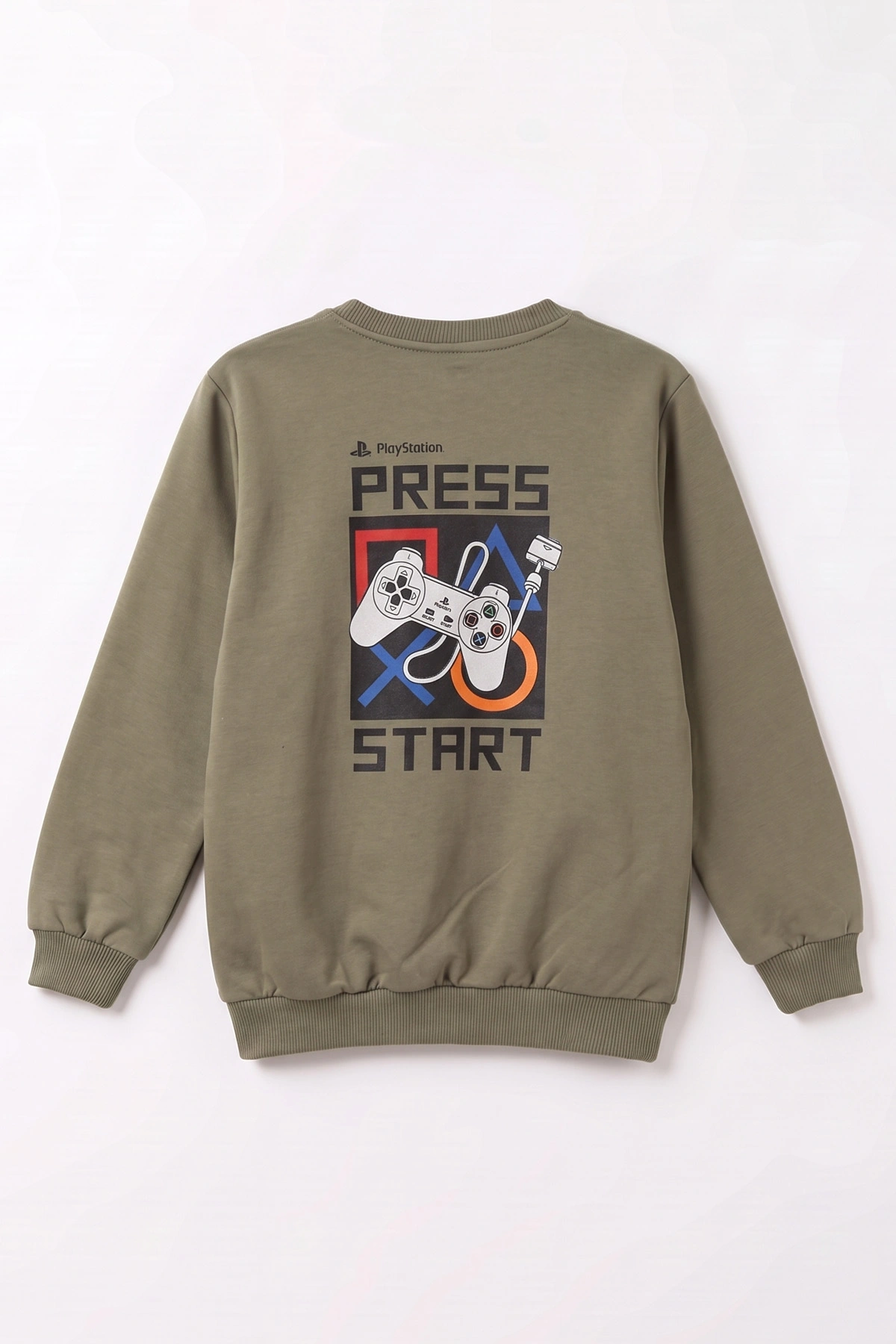 Yeşil (4-12 Yaş) Press Start Baskılı 2 İp Erkek Çocuk Sweatshirt 493692