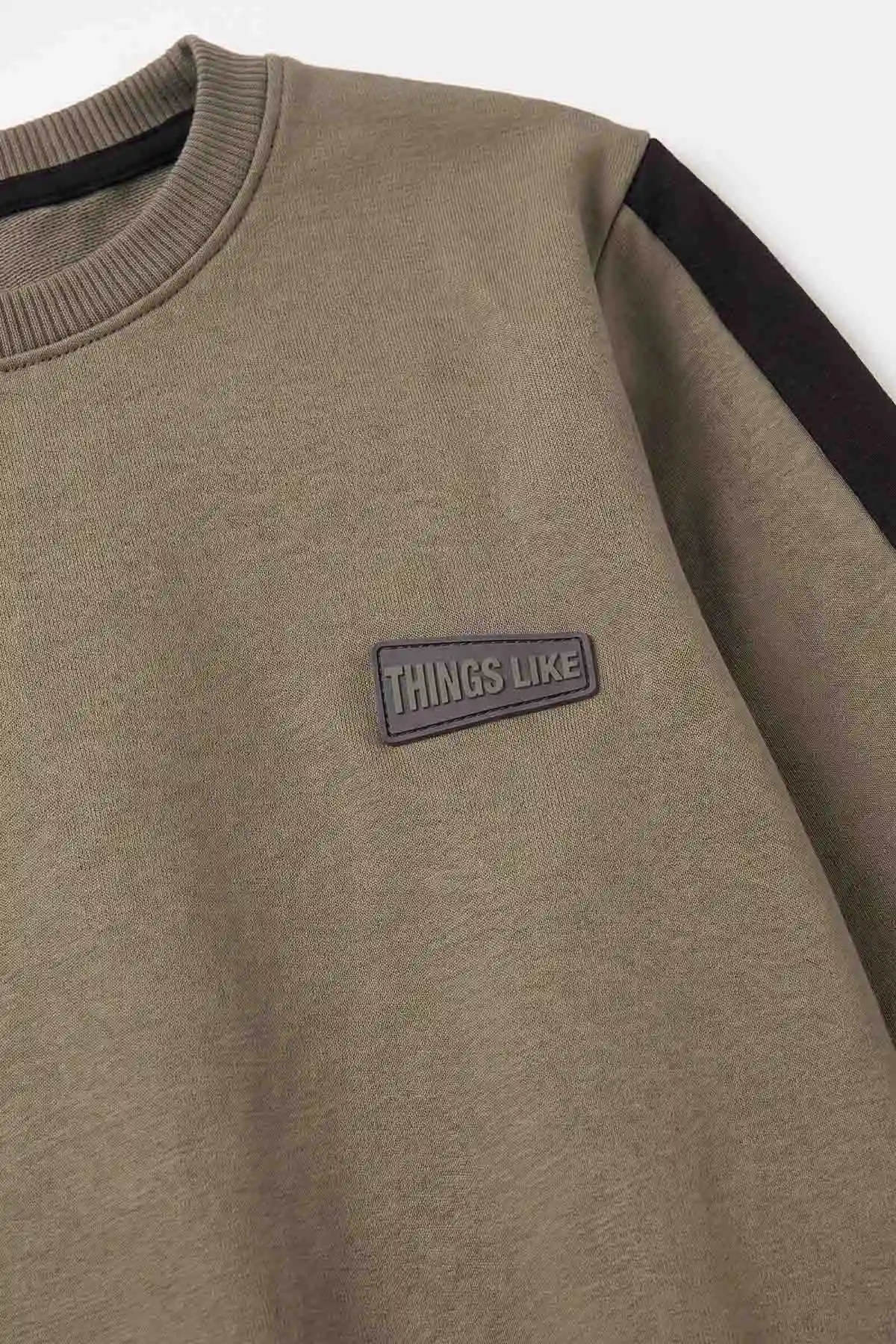 Yeşil (4-12 Yaş)Kol Parçalı  2 İp Erkek Çocuk Sweatshirt 493696