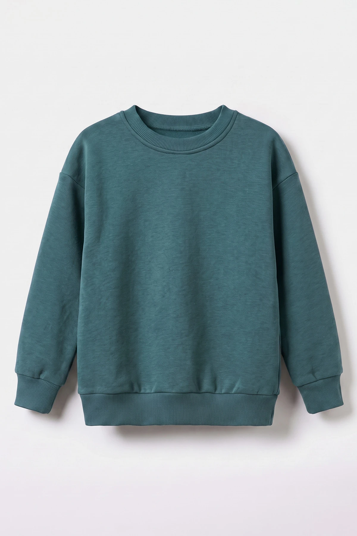 Yeşil (5-12 Yaş) Baskısız Düz 3 İp Şardonlu Erkek Çocuk Sweatshirt 483585