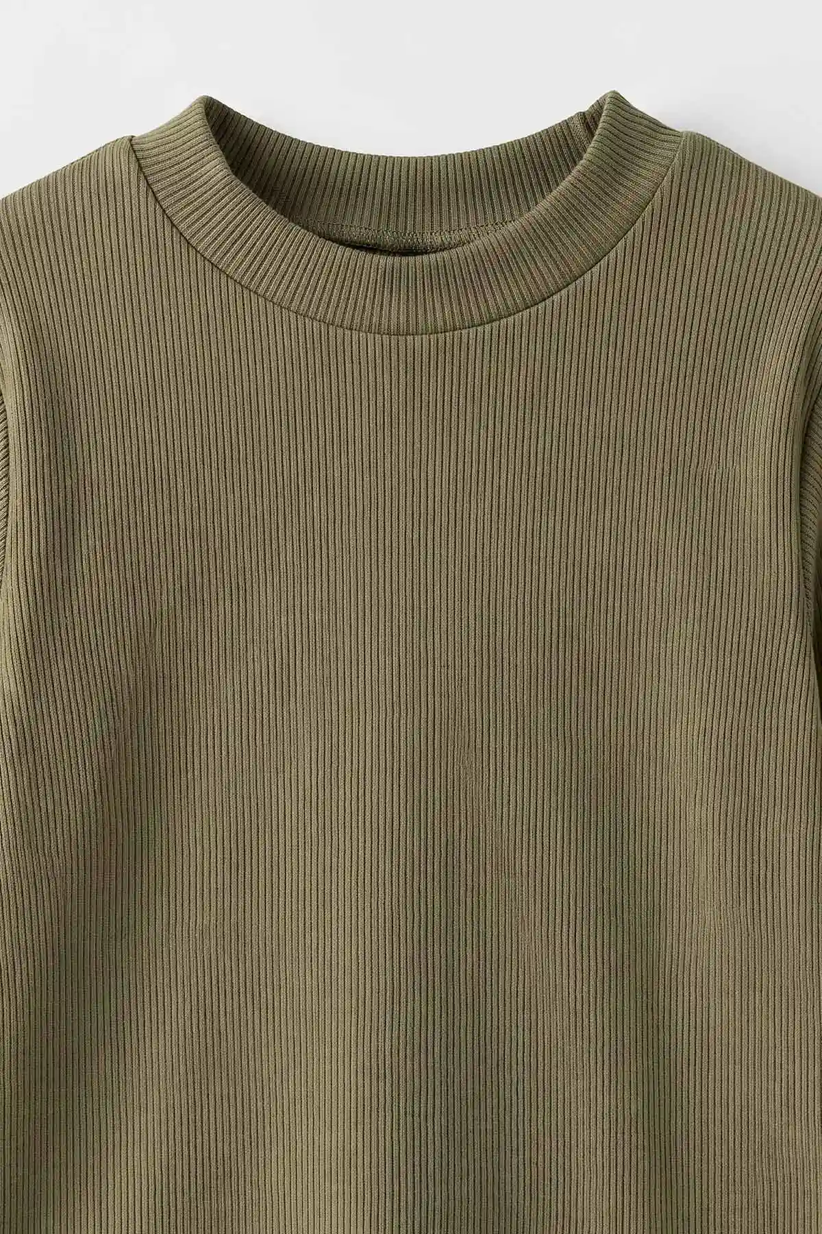 Yeşil (5-12 Yaş) Yarım Balıkçı Yaka Kaşkorse Çocuk Body Sweatshirt 495515
