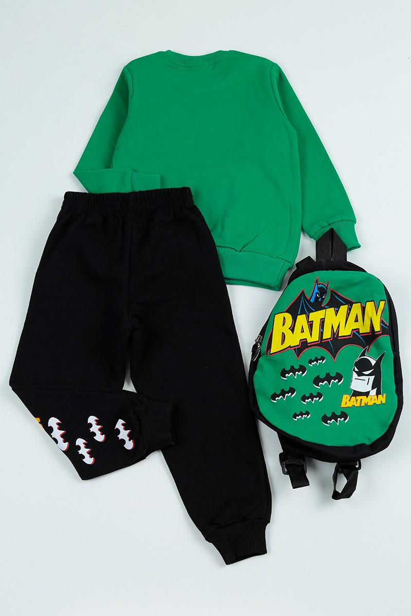 Yeşil (5-8 Yaş) Batman Baskılı Çantalı Erkek Çocuk Takım 96592