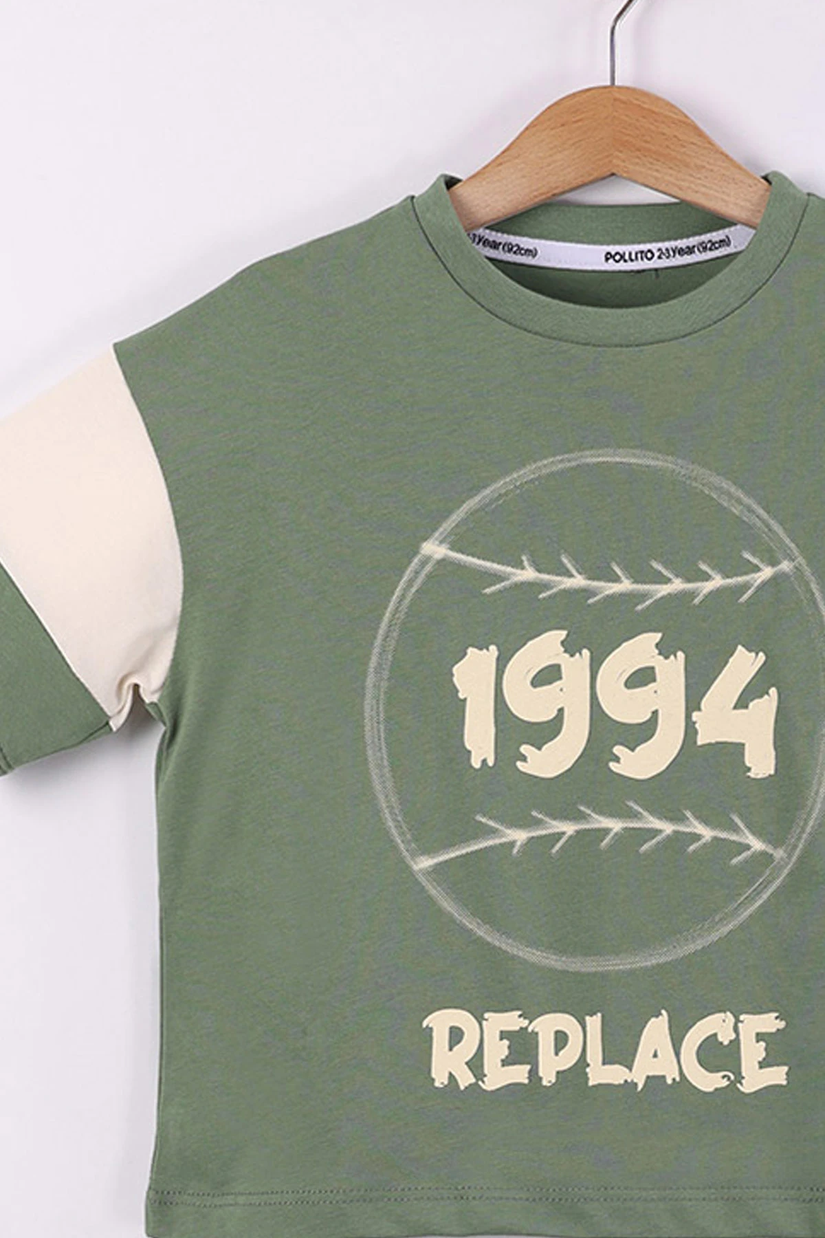 Yeşil (6-10 Yaş)   1994 Baskılı Garni Detay  Şortlu Penye Erkek Çocuk Yazlık Takım 441821