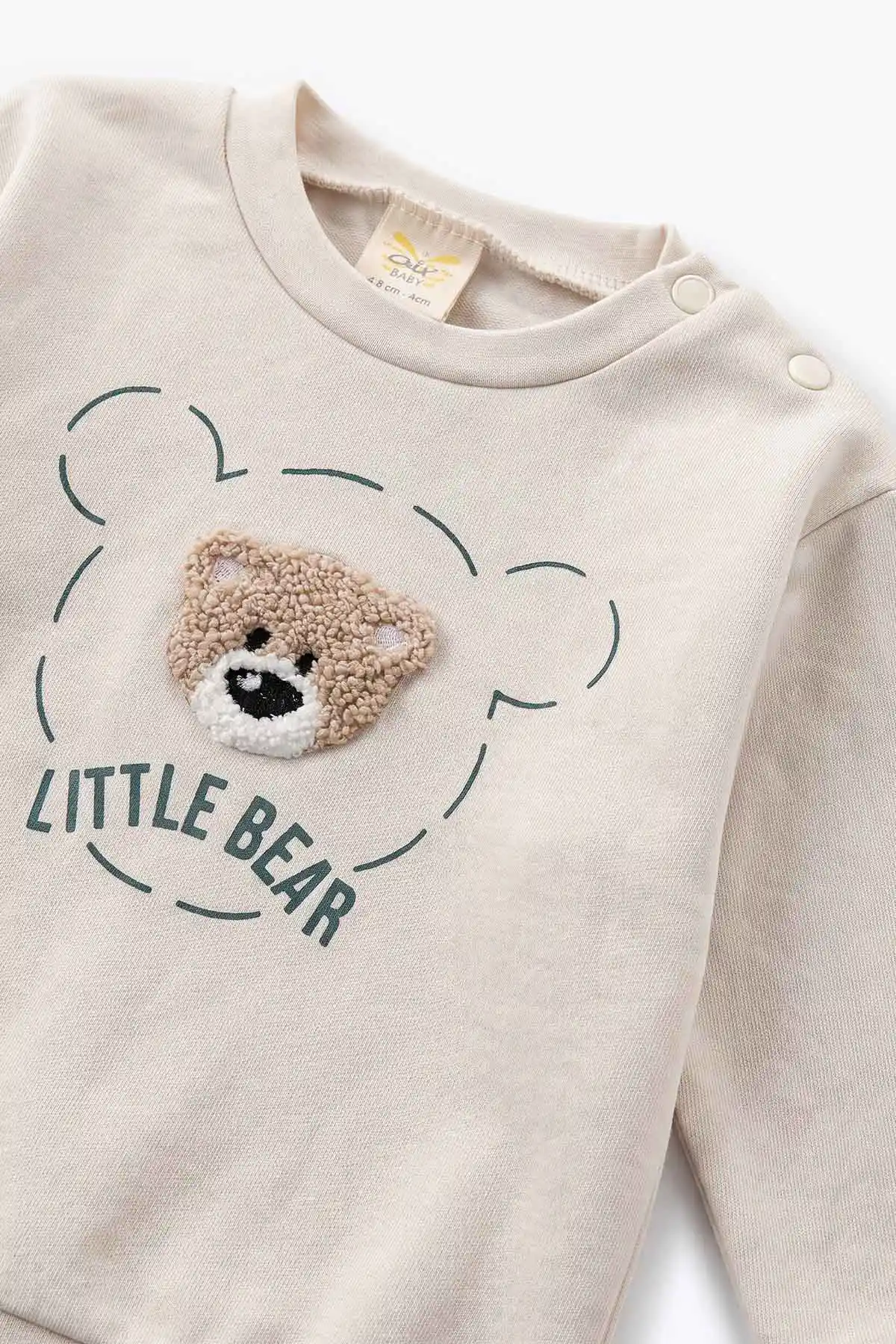 Yeşil (6-18 Ay)Bear Süzene Nakışlı Çıtçıtlı Çimalı Erkek Bebek Takım 477307