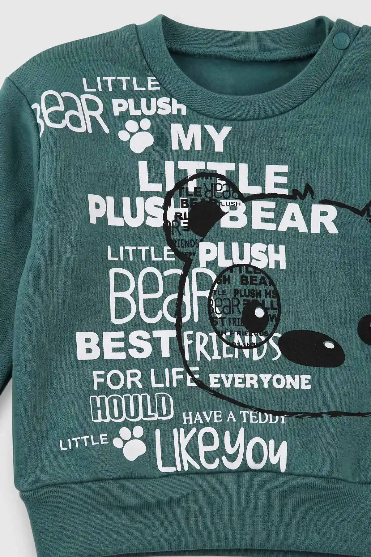 Yeşil (6-18 Ay)Bear Yazı Baskılı Çıtçıtlı Çimalı Erkek Bebek Takım 477935