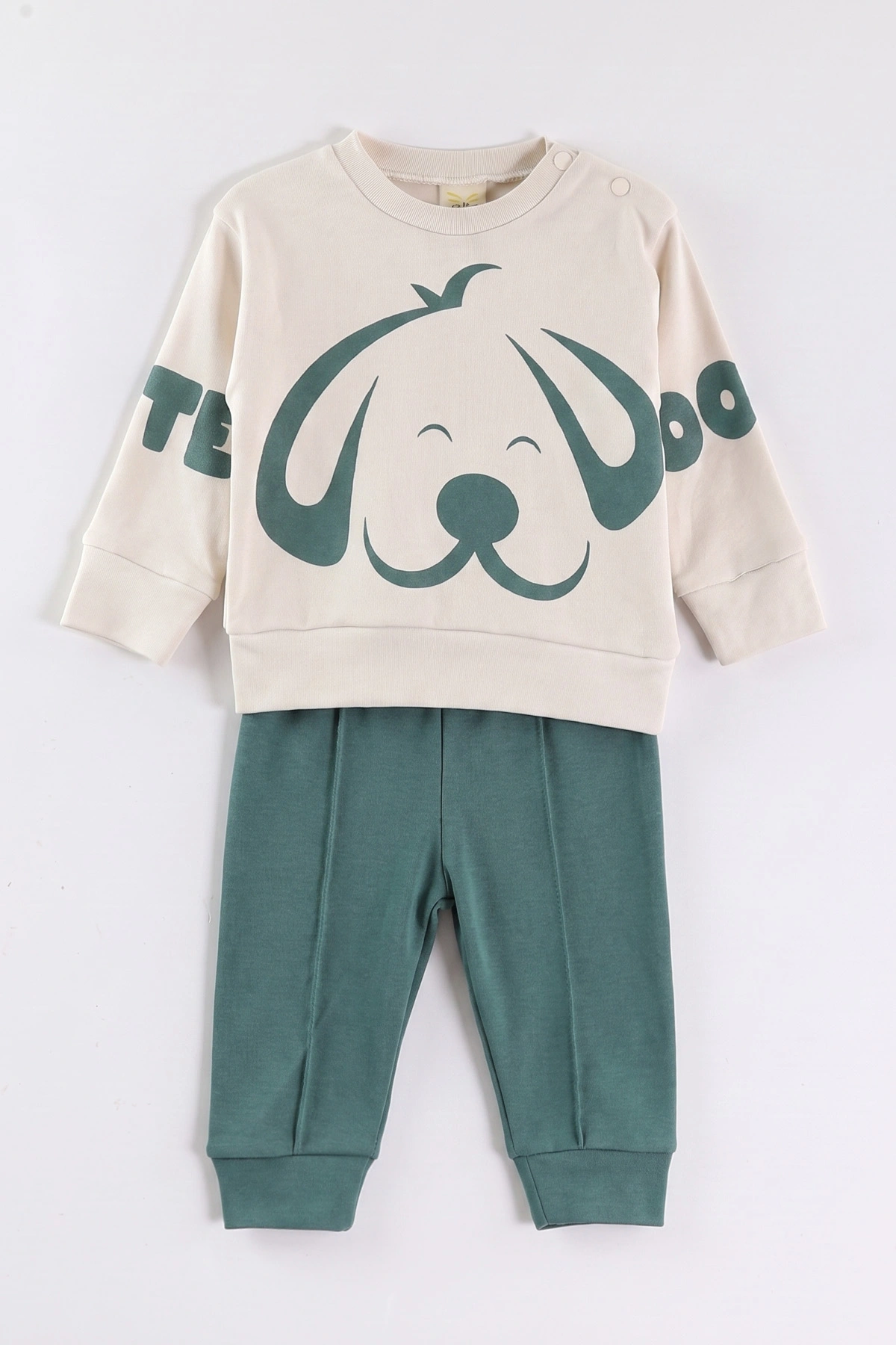 Yeşil (6-18 Ay)Cute Dog Baskılı Çıtçıtlı Çimalı Erkek Bebek Takım 477883