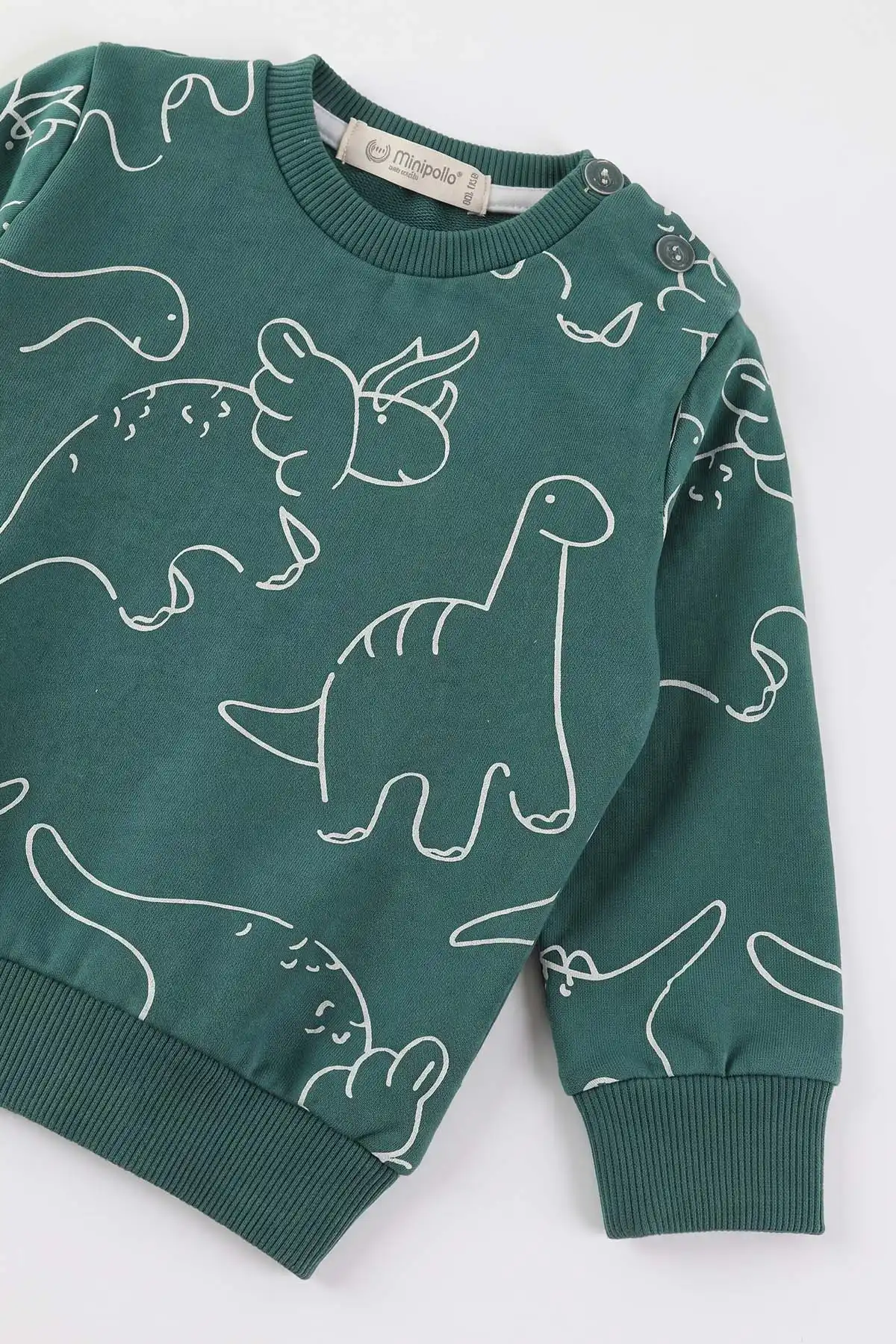 Yeşil (6-24 Ay) Dinozor Baskılı Erkek Bebek Takım 478216