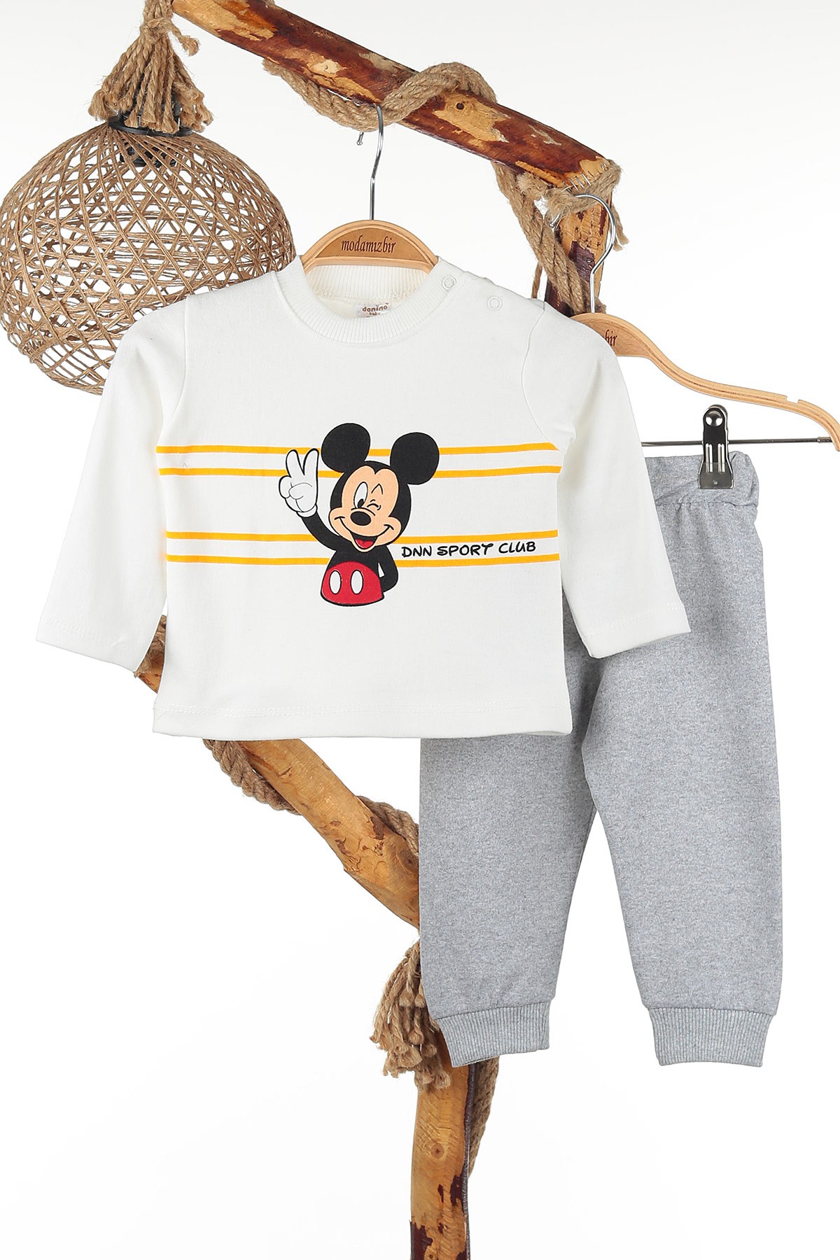 Yeşil (6-24 Ay) Mickey Baskılı Üçlü Erkek Takım 143557
