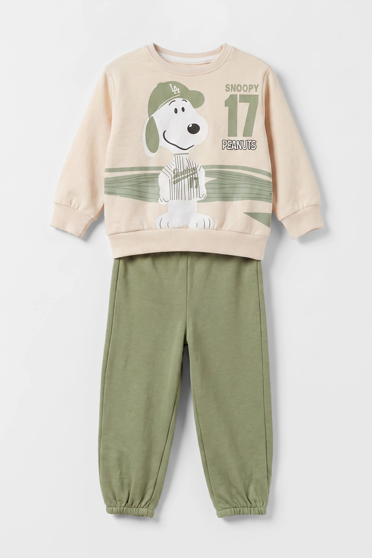 Yeşil (6-24 Ay) Snoopy  Baskılı  2 İp Erkek Bebek Takım 479026