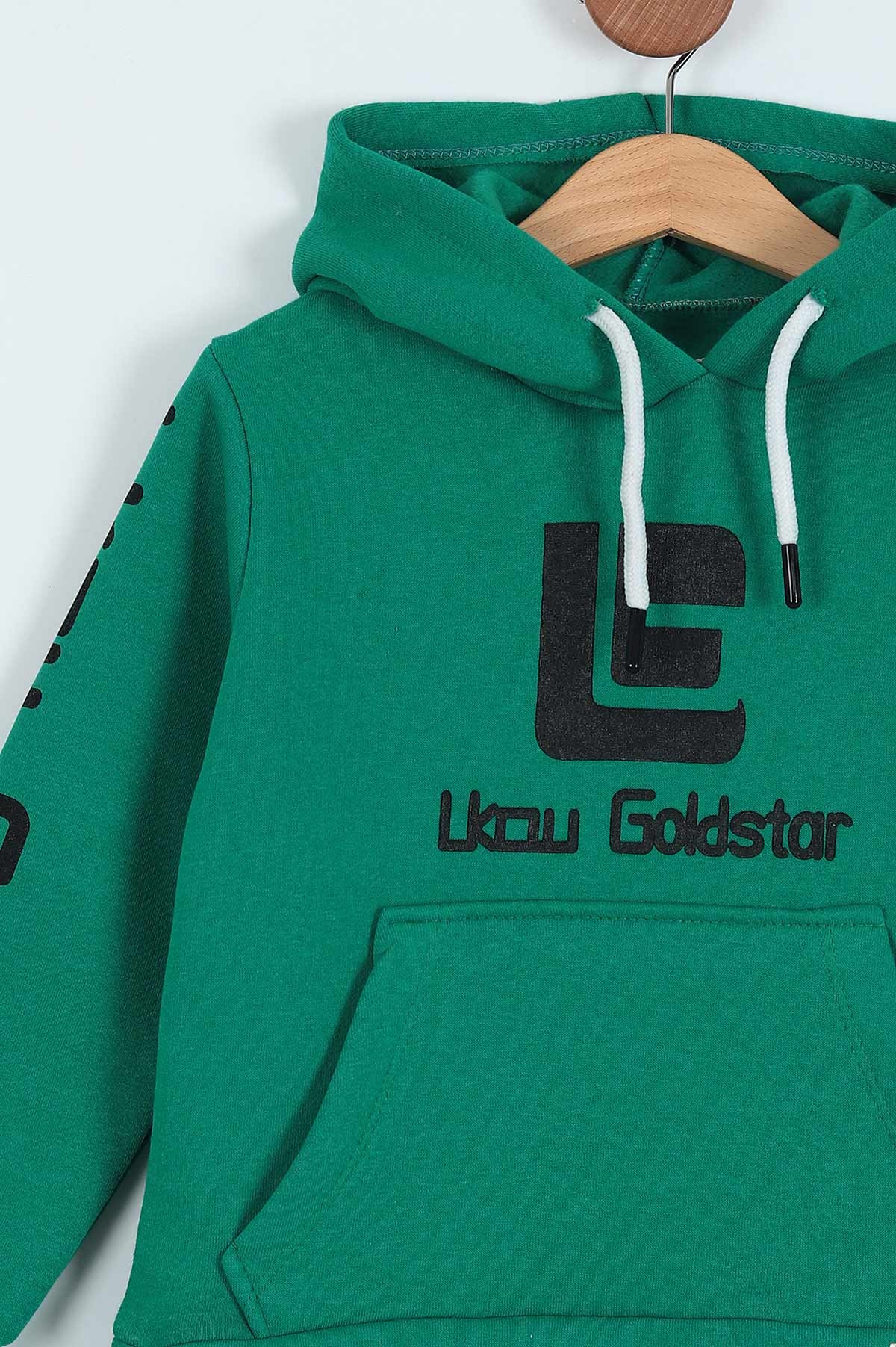 Yeşil (6-9 Yaş) Goldstar Baskılı Kapüşonlu Üç İp Şardonlu Erkek Çocuk Takım 218161