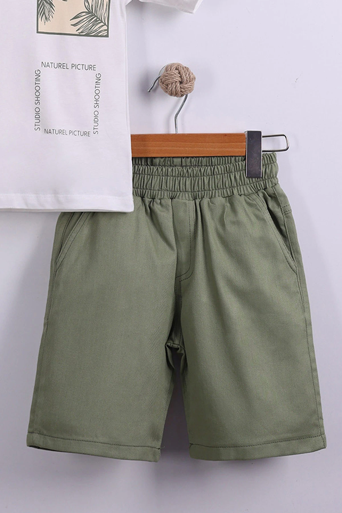 Yeşil (7-11 Yaş)Natural Picture Baskılı Tişörtlü  Gabardin Şortlu Erkek Çocuk Yazlık Takım 441934