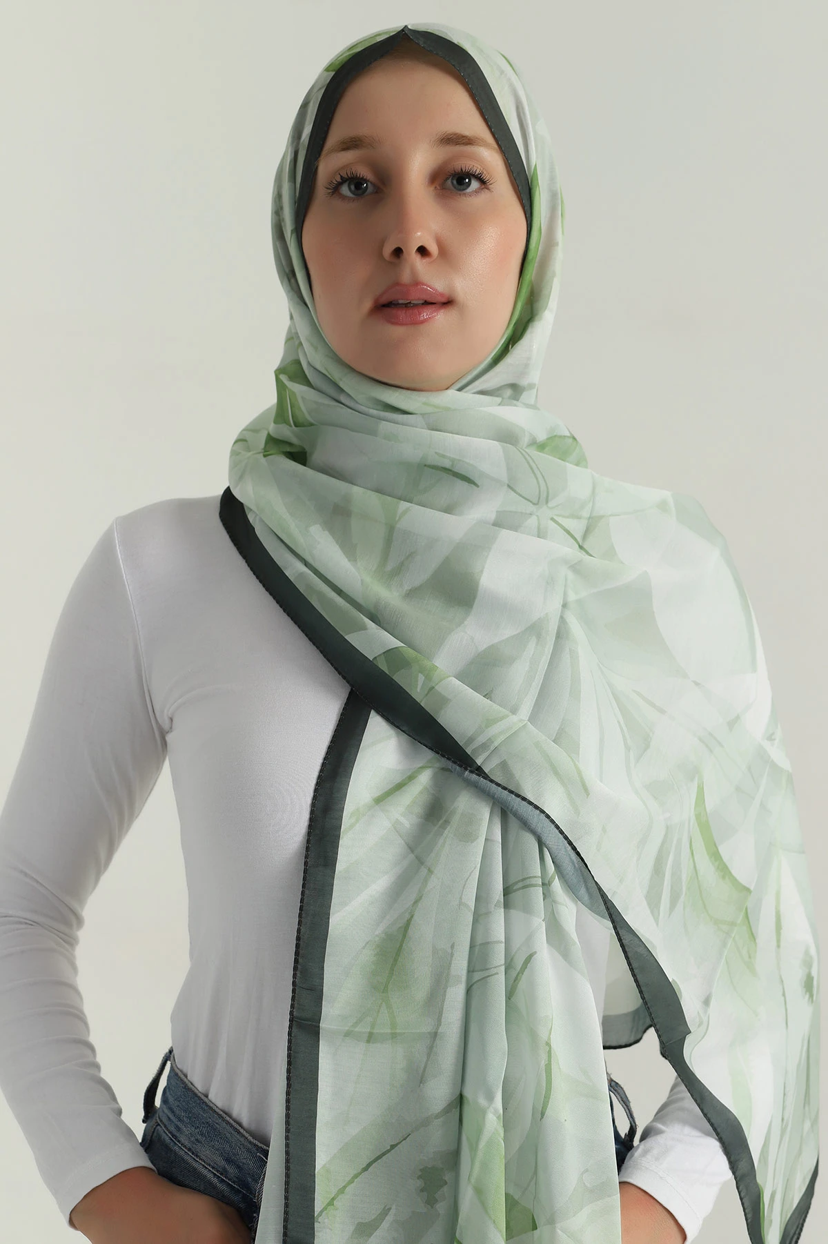 Yeşil 75x180 Cm Our Fashion Dijital Baskılı Desenli Nova Şal 396806