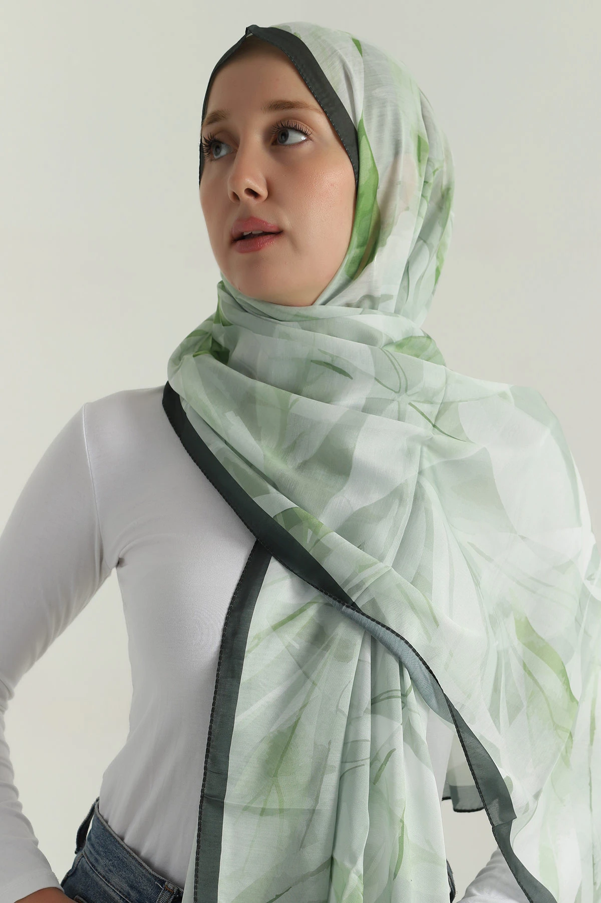 Yeşil 75x180 Cm Our Fashion Dijital Baskılı Desenli Nova Şal 396806