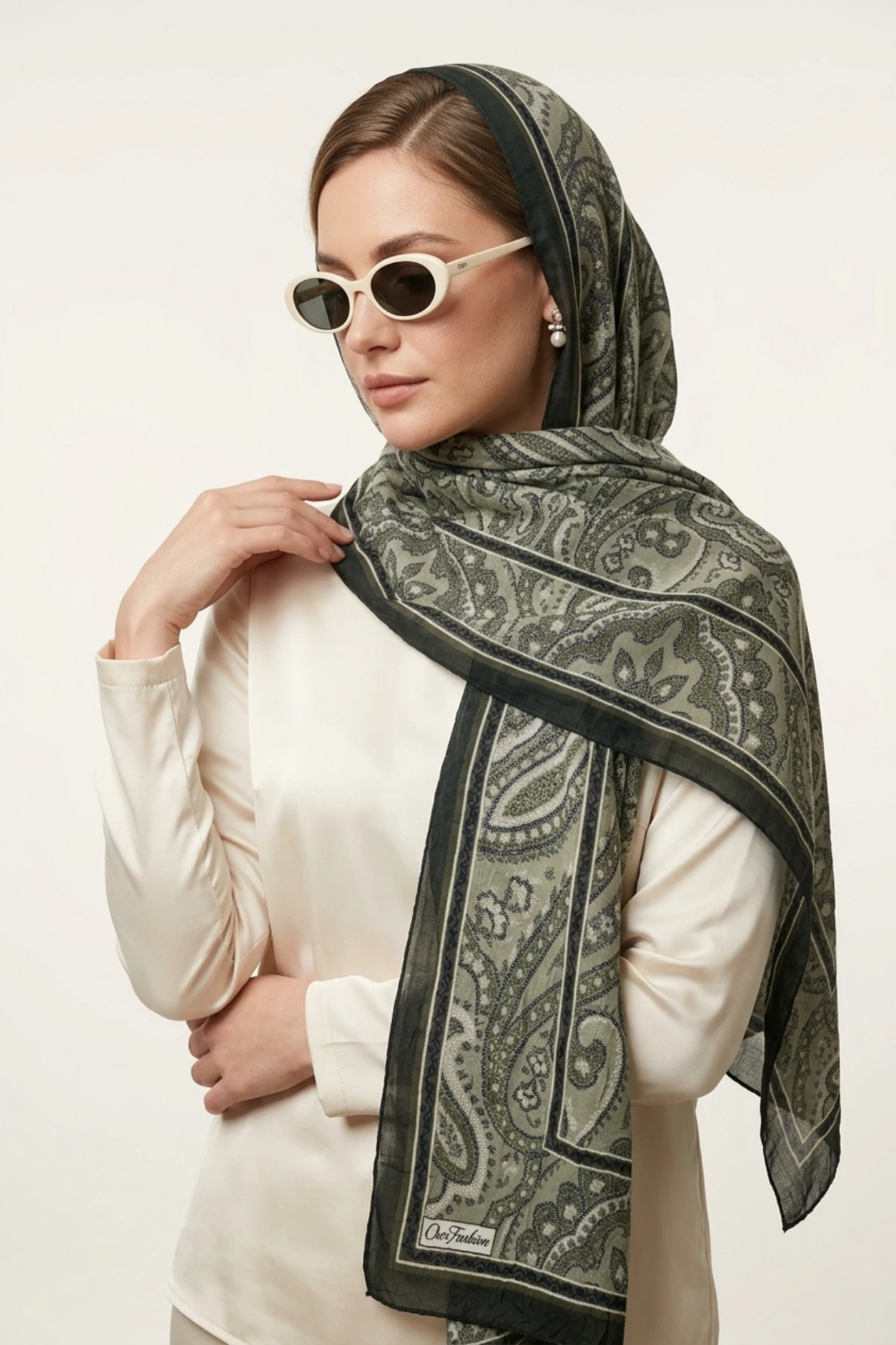 Yeşil 75x180 Cm Our Fashion Dijital Baskılı Desenli Bambu Kraş Şal 408730