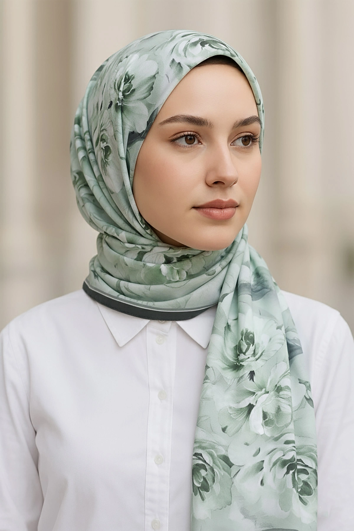 Yeşil 75x180 Cm Our Fashion Dijital Baskılı Desenli Soft Şal 408596