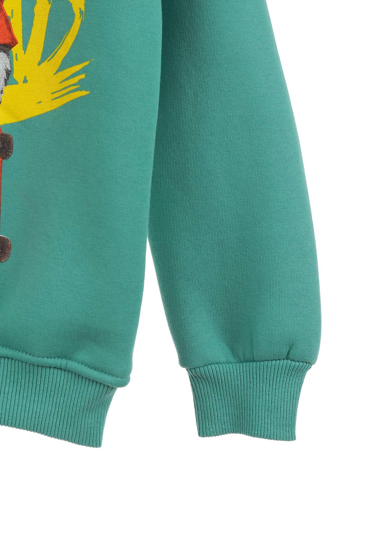 Yeşil (8-12 Yaş) Gözlüklü Ayı Baskılı Üç İp Şardonlu Erkek Çocuk Sweat 139613
