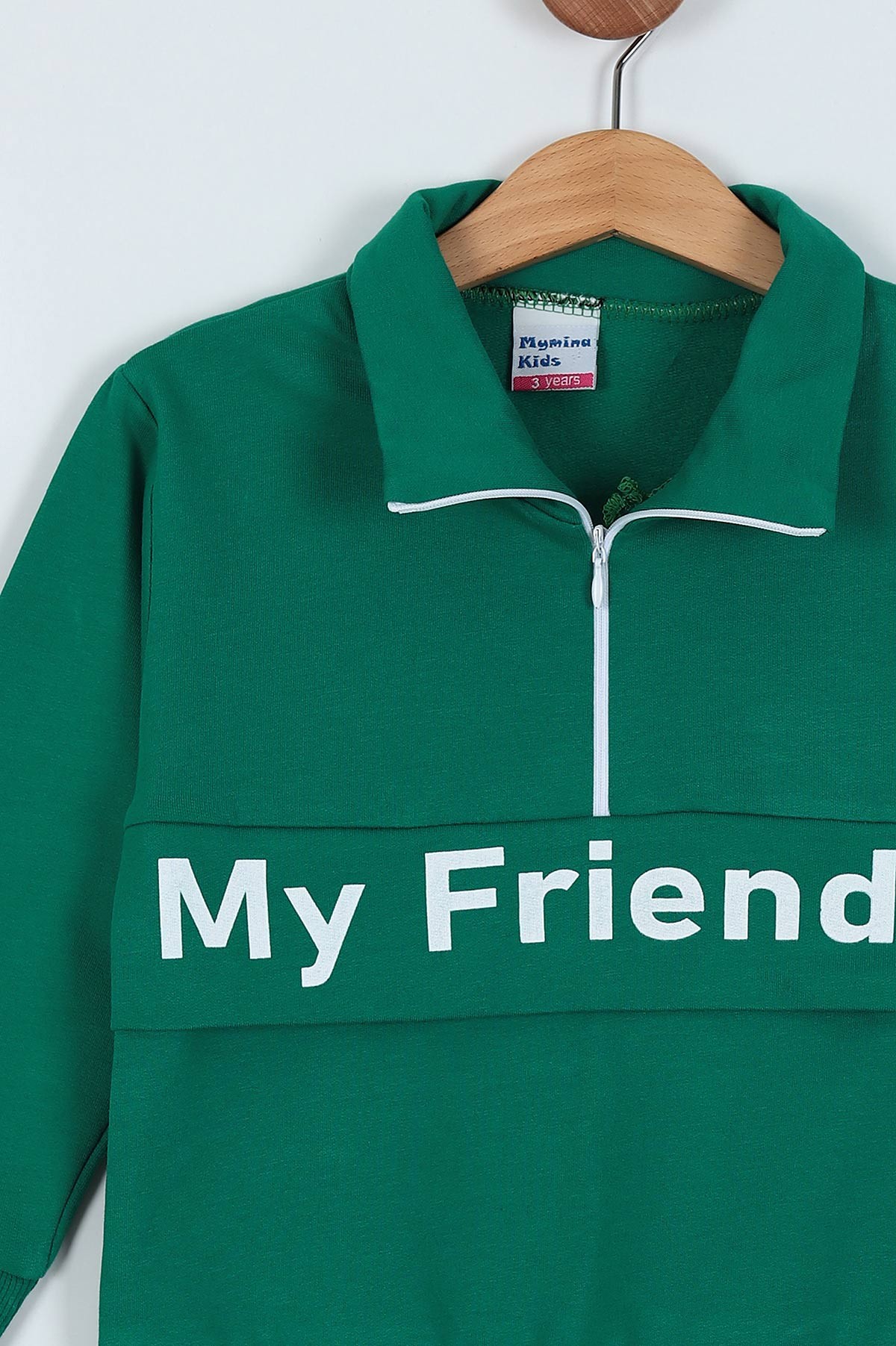 Yeşil (8-12 Yaş) My Friends Baskılı Fermuarlı İki İp Erkek Çocuk Takım 219729