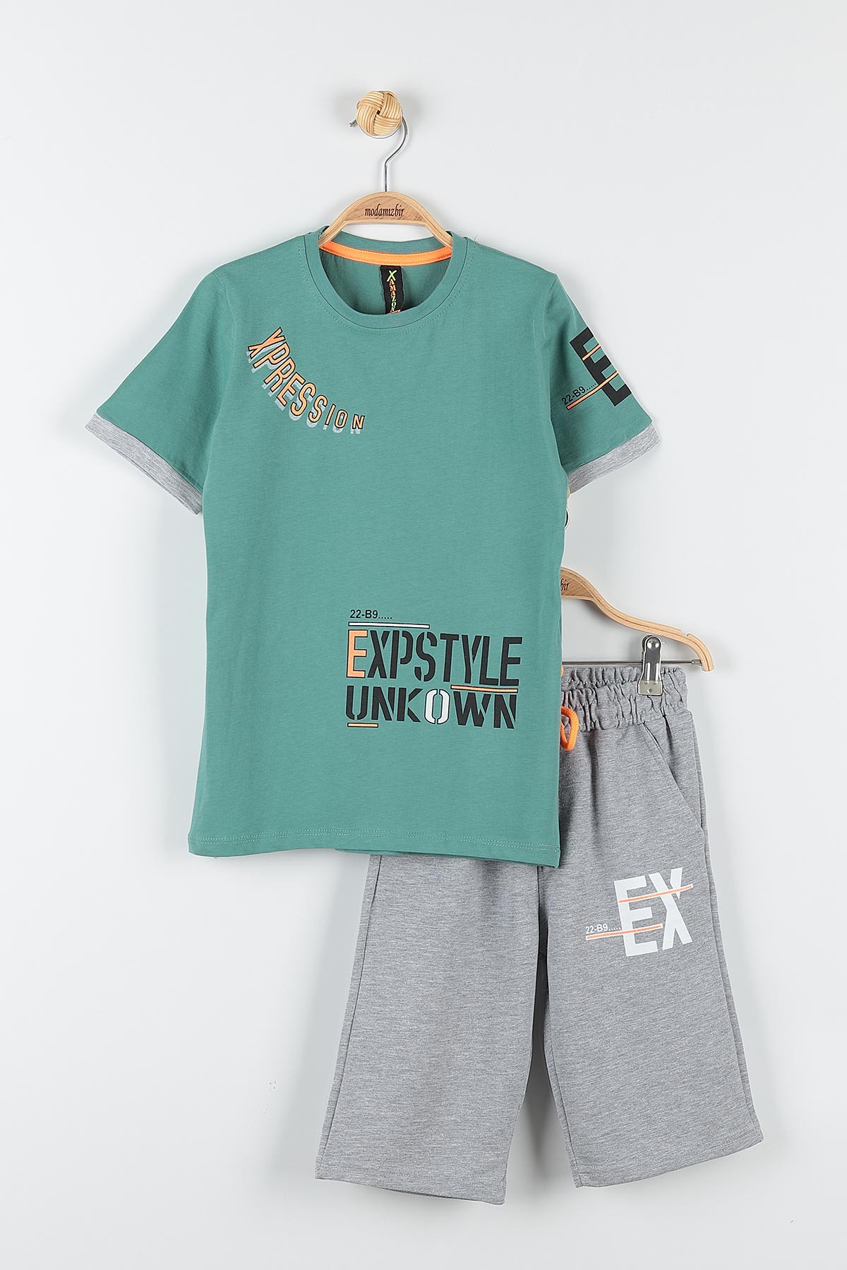 Yeşil (9-12 Yaş) Expstyle Baskılı Cep Detaylı Erkek Çocuk Takım 177432