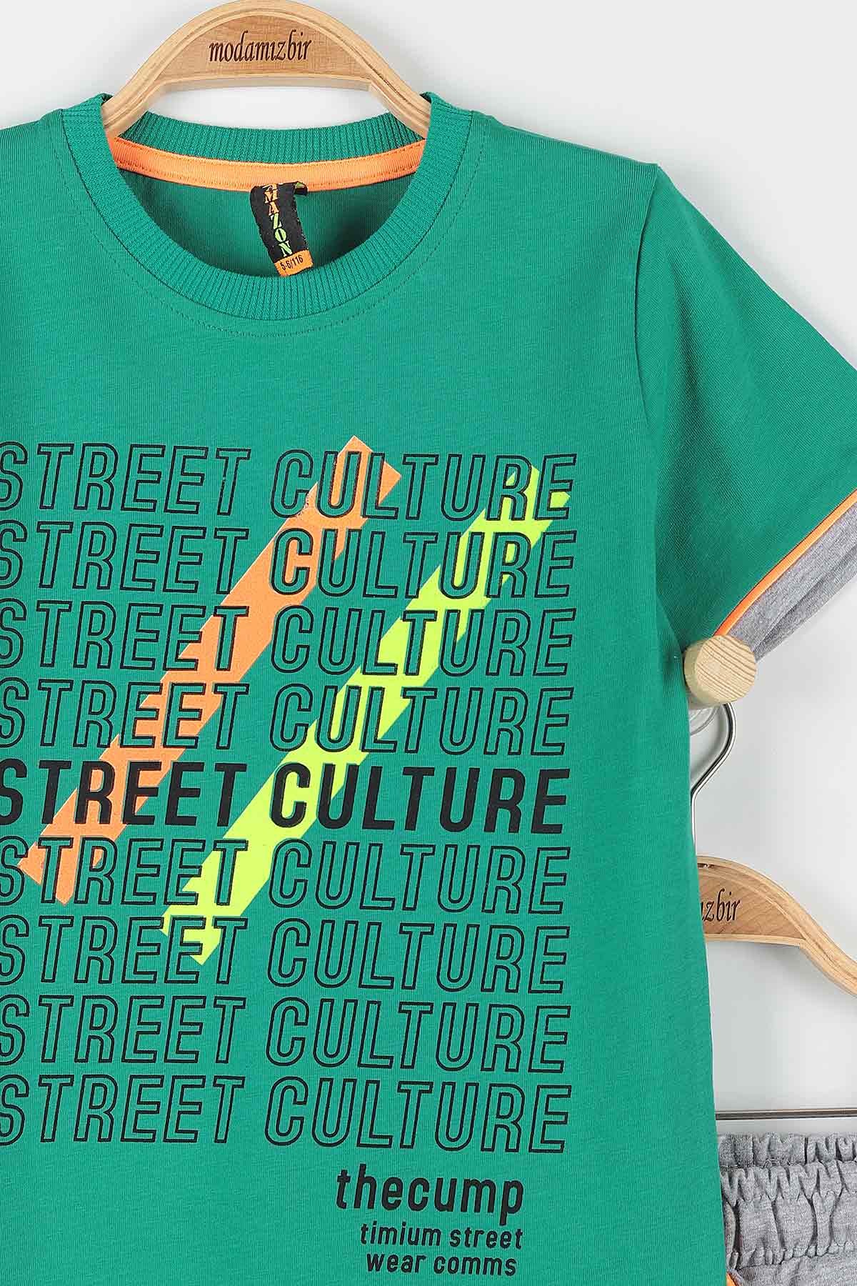 Yeşil (9-12 Yaş) Street Culture Baskılı Cep Detaylı Erkek Çocuk Takım 177424