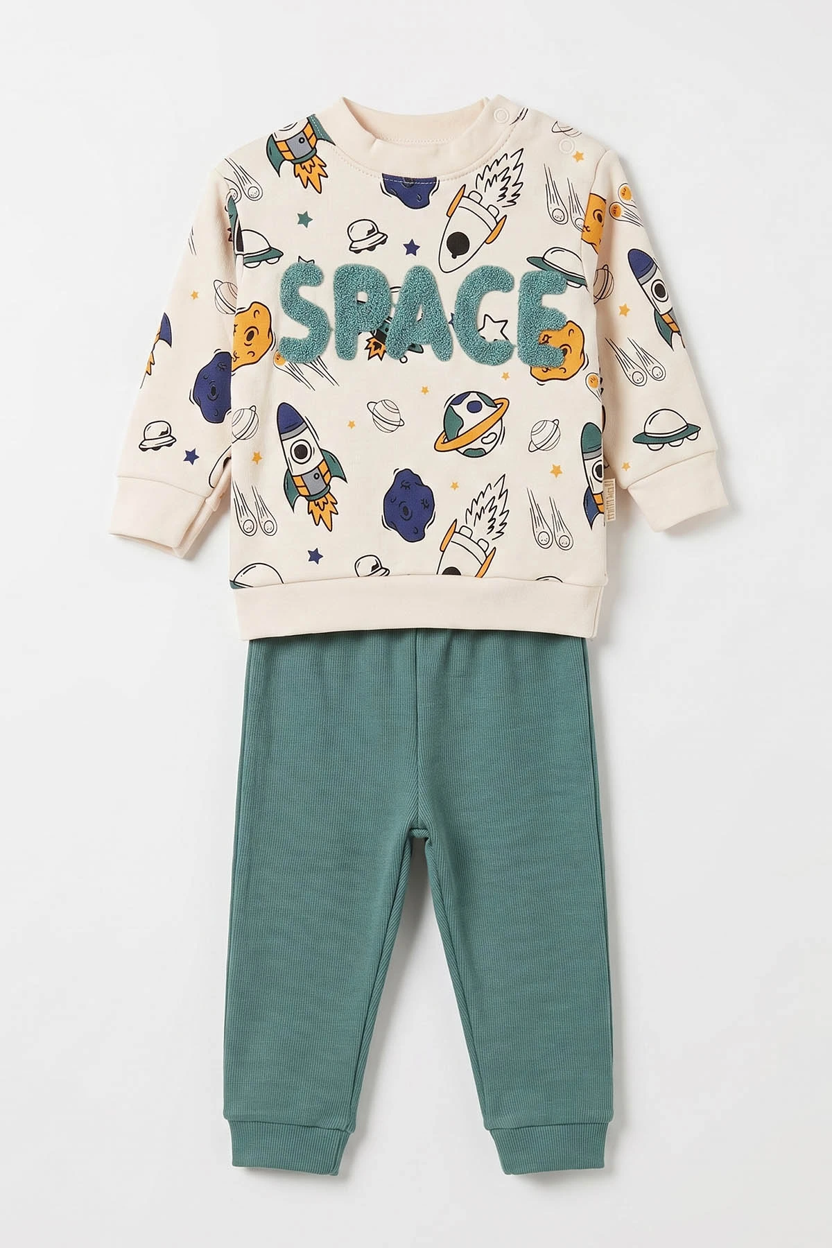 Yeşil (9-18 Ay)Space Süzene Nakışlı Erkek Bebek Takım 476290