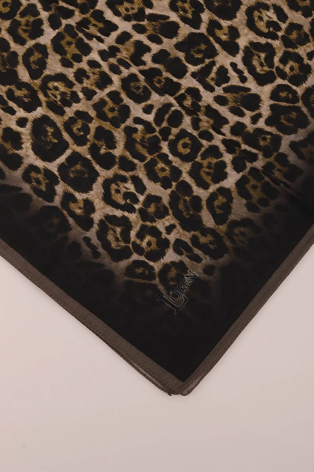 Yeşil 90x90 Cm Dijital Baskı Leopar Desenli Pamuk Eşarp 418931