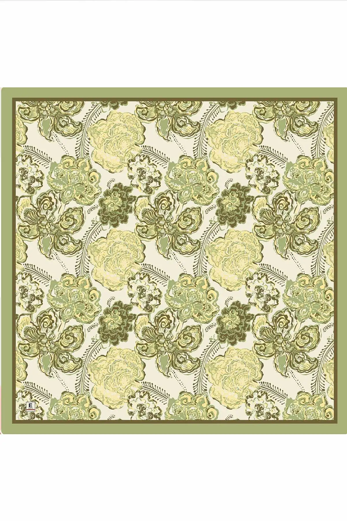 Küf Yeşil 95x95 Cm Dijital Baskılı Mercan Desen Soft Eşarp 473266