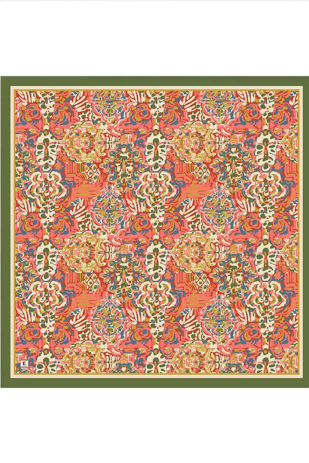 Küf Yeşil 95x95 Cm Dijital Baskılı Valencia Desen Soft Eşarp 473341