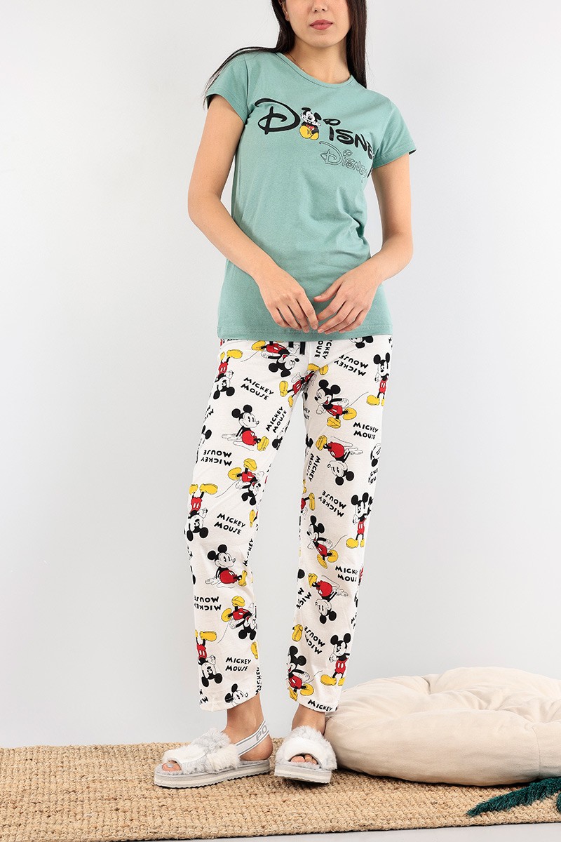 Yeşil Baskılı Bayan Pijama Takımı 92050