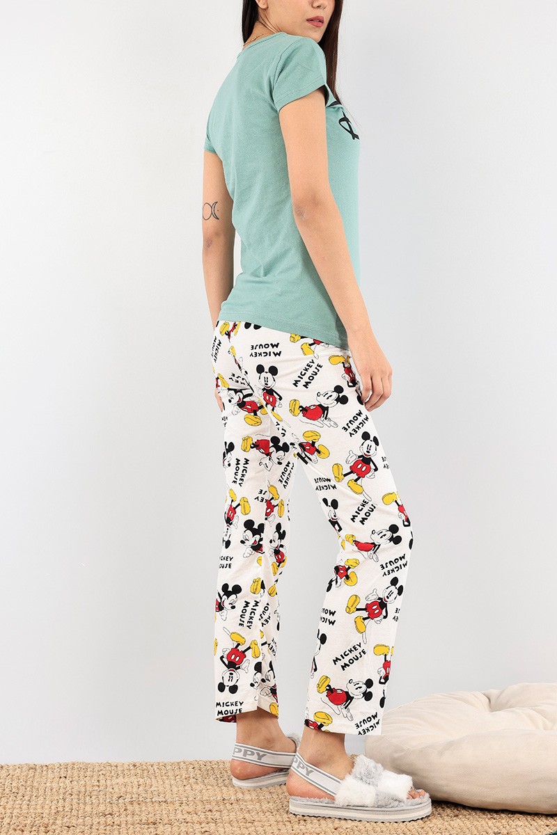 Yeşil Baskılı Bayan Pijama Takımı 92050