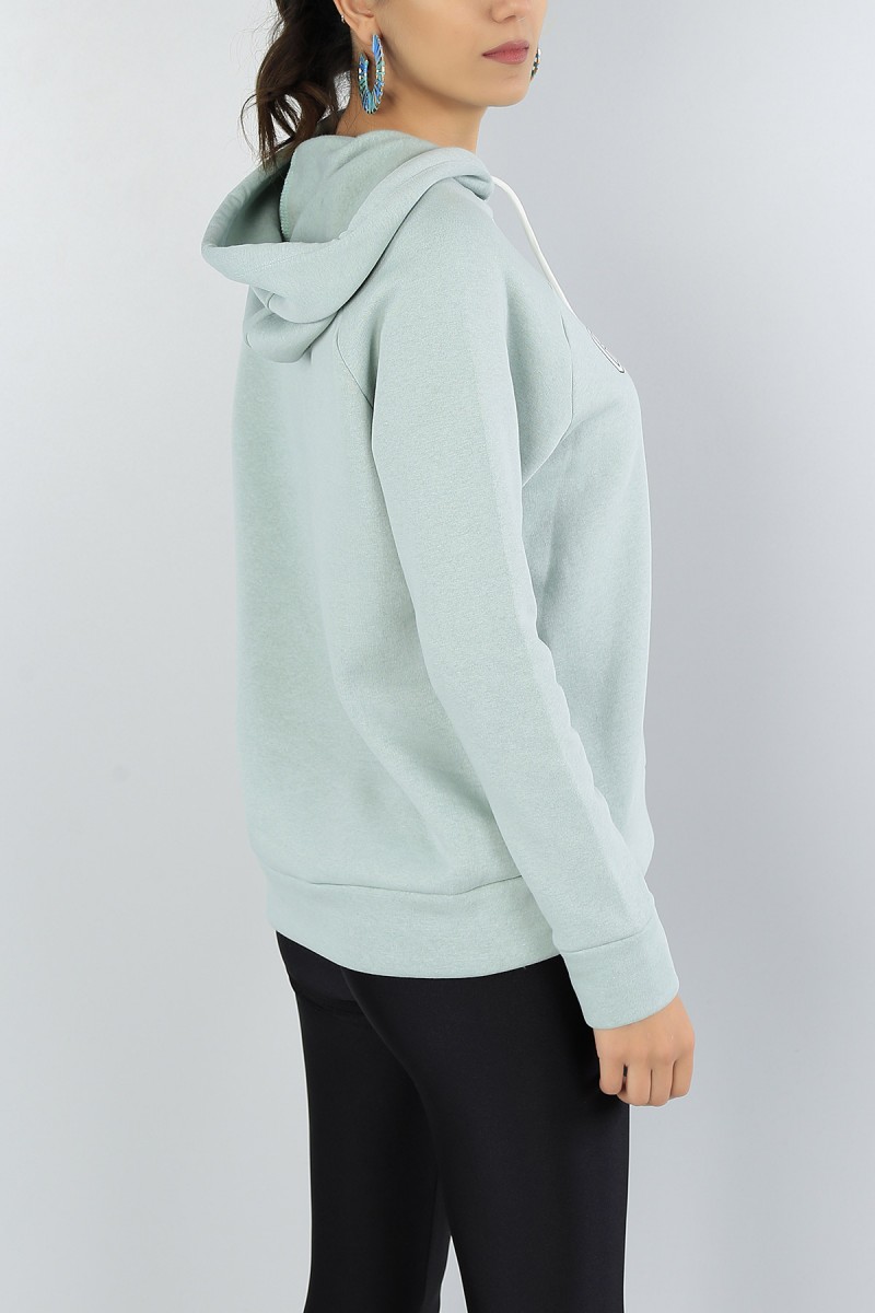 Yeşil Baskılı Bayan Şardonlu Sweat 47166
