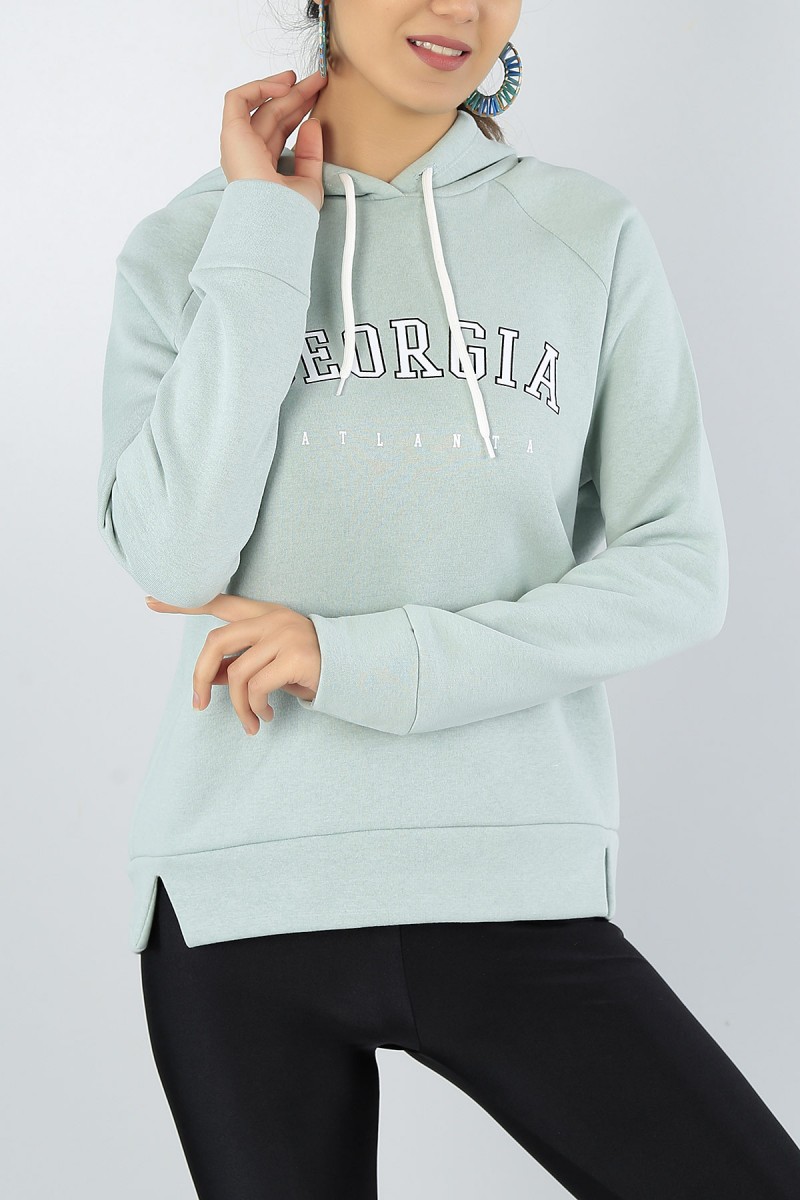 Yeşil Baskılı Bayan Şardonlu Sweat 47166