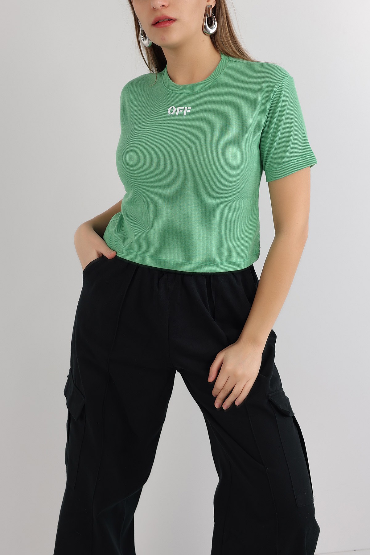 Yeşil Baskılı Fitilli Bluz 164820