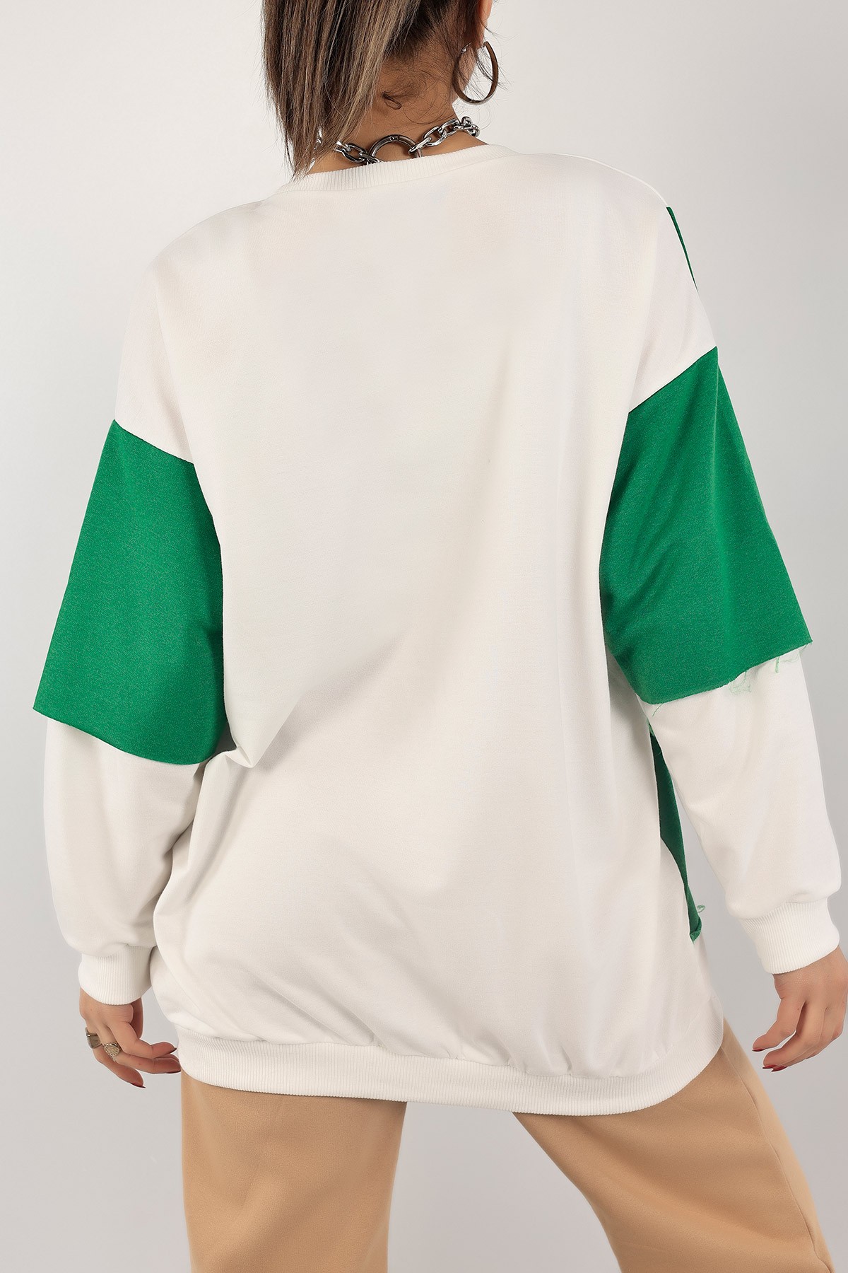 Yeşil Baskılı İki İp Sweat Tunik 140107