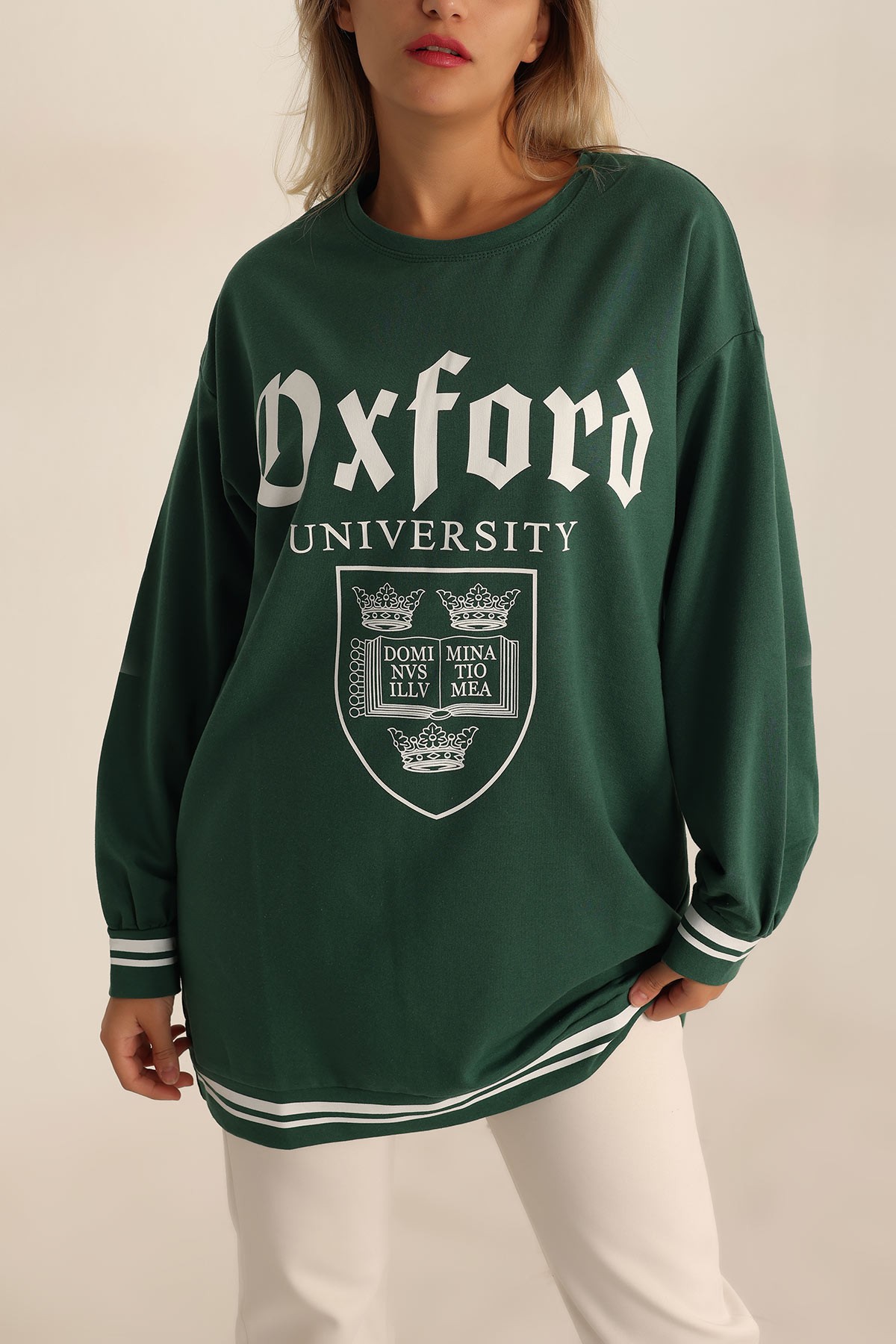 Yeşil Baskılı İki İp Sweat Tunik 198362