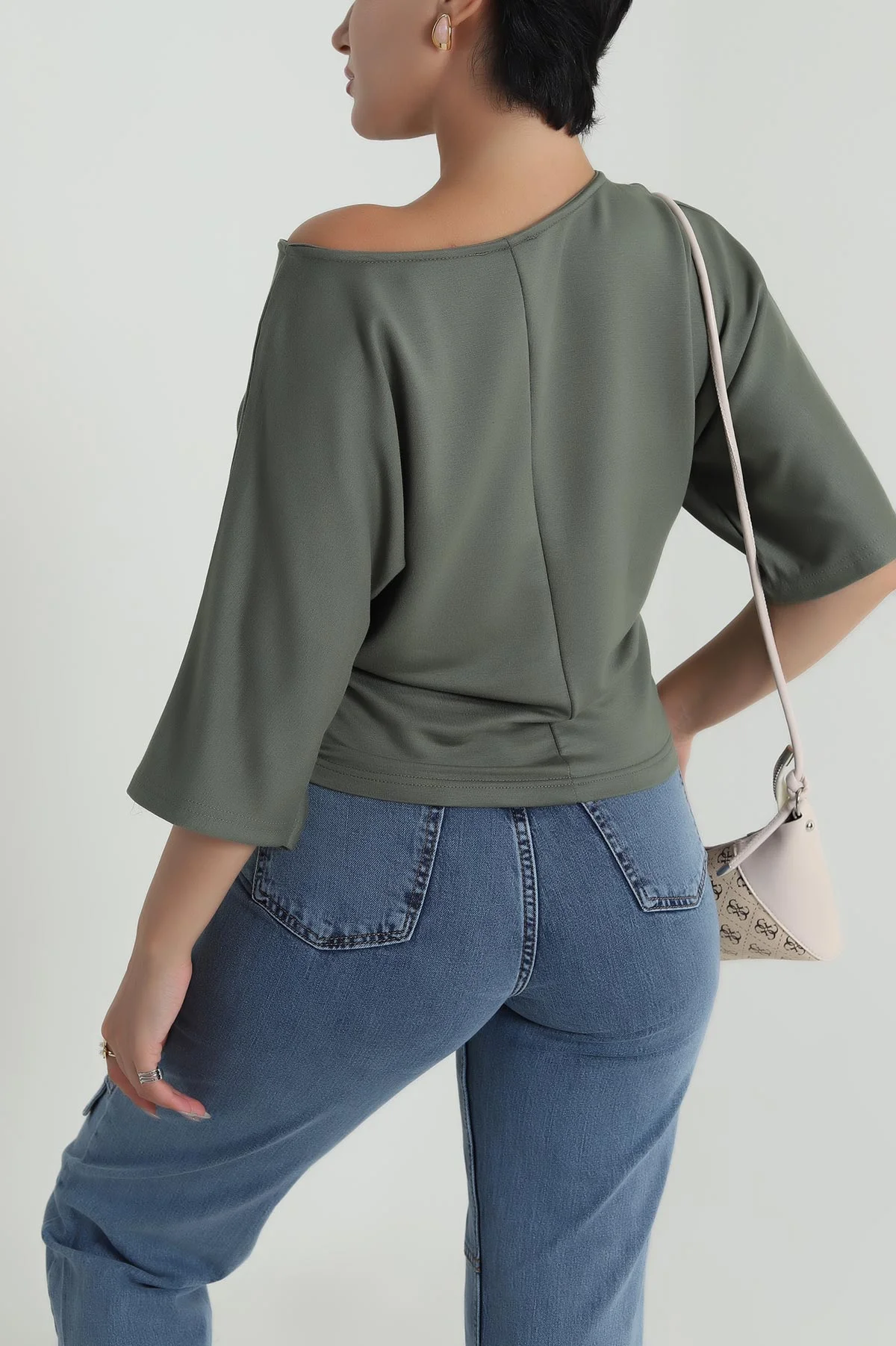 Yeşil Baskılı Kristal Kadın Bluz 482068