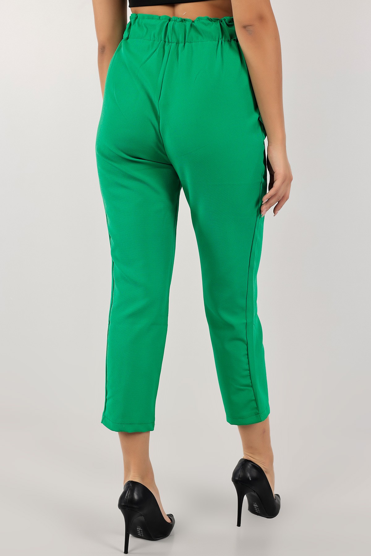 Yeşil Beli Lastikli Bayan Pantolon 125894