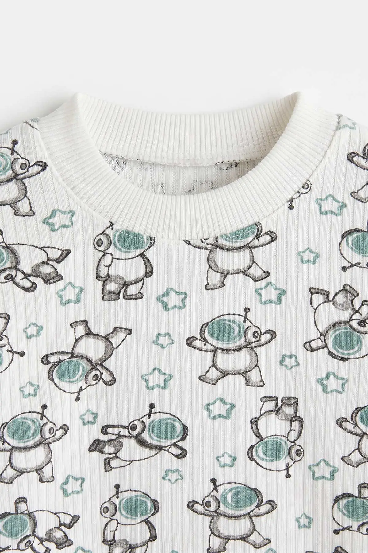 Yeşil Beyaz  (1-3 Yaş) Astronot Desenli Raporlu Çocuk Pijama Takım 477346