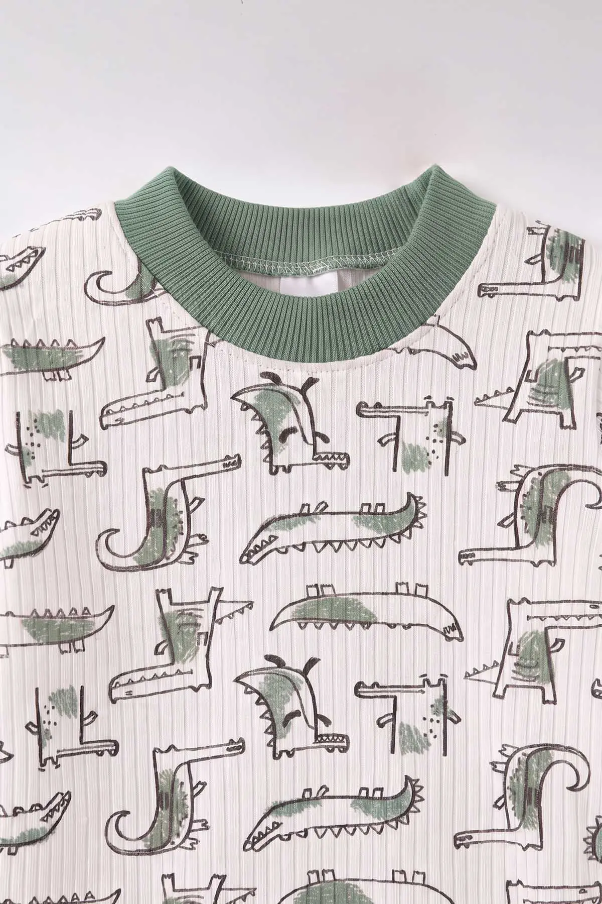 Yeşil Beyaz  (1-3 Yaş) Balık Desenli Raporlu Çocuk Pijama Takım 477338