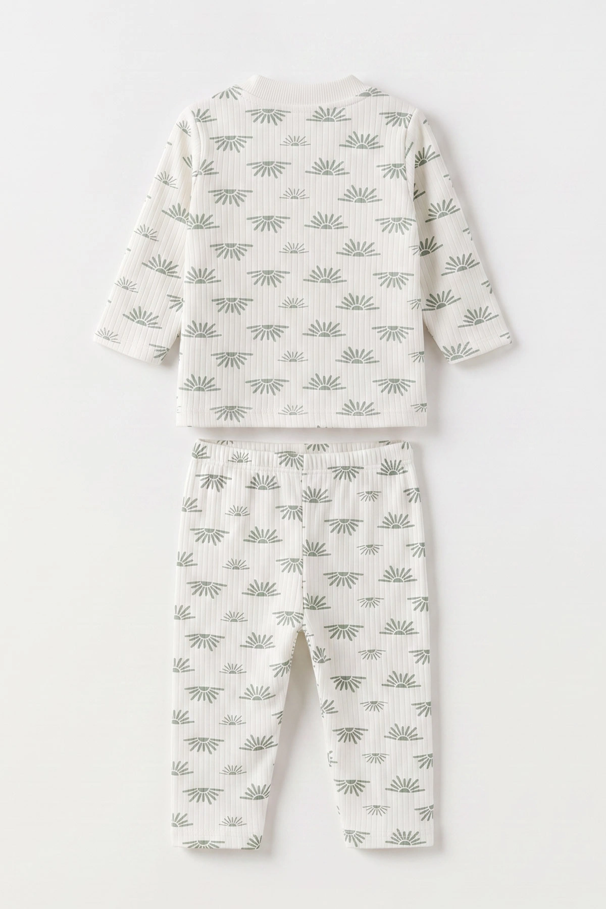 Yeşil Beyaz   (1-3 Yaş) Güneş Desen Raporlu Çocuk Pijama Takım 477348