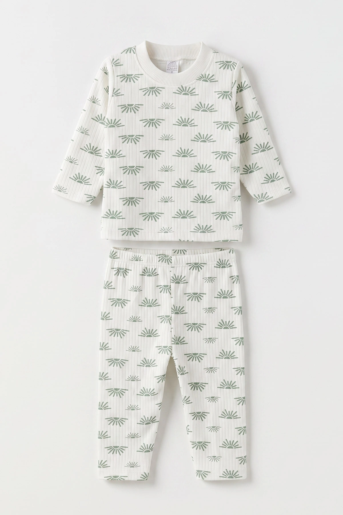 Yeşil Beyaz   (1-3 Yaş) Güneş Desen Raporlu Çocuk Pijama Takım 477348