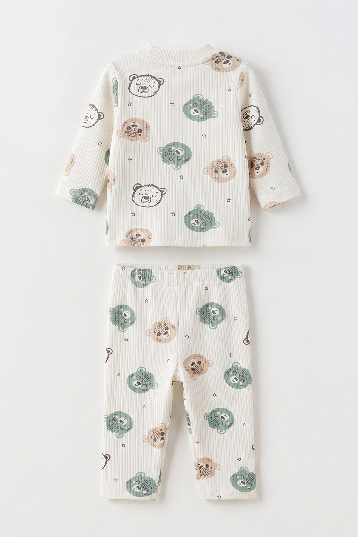 Yeşil Beyaz (1-3 Yaş) Koala Kafası Baskılı Raporlu Çocuk Pijama Takım 477251