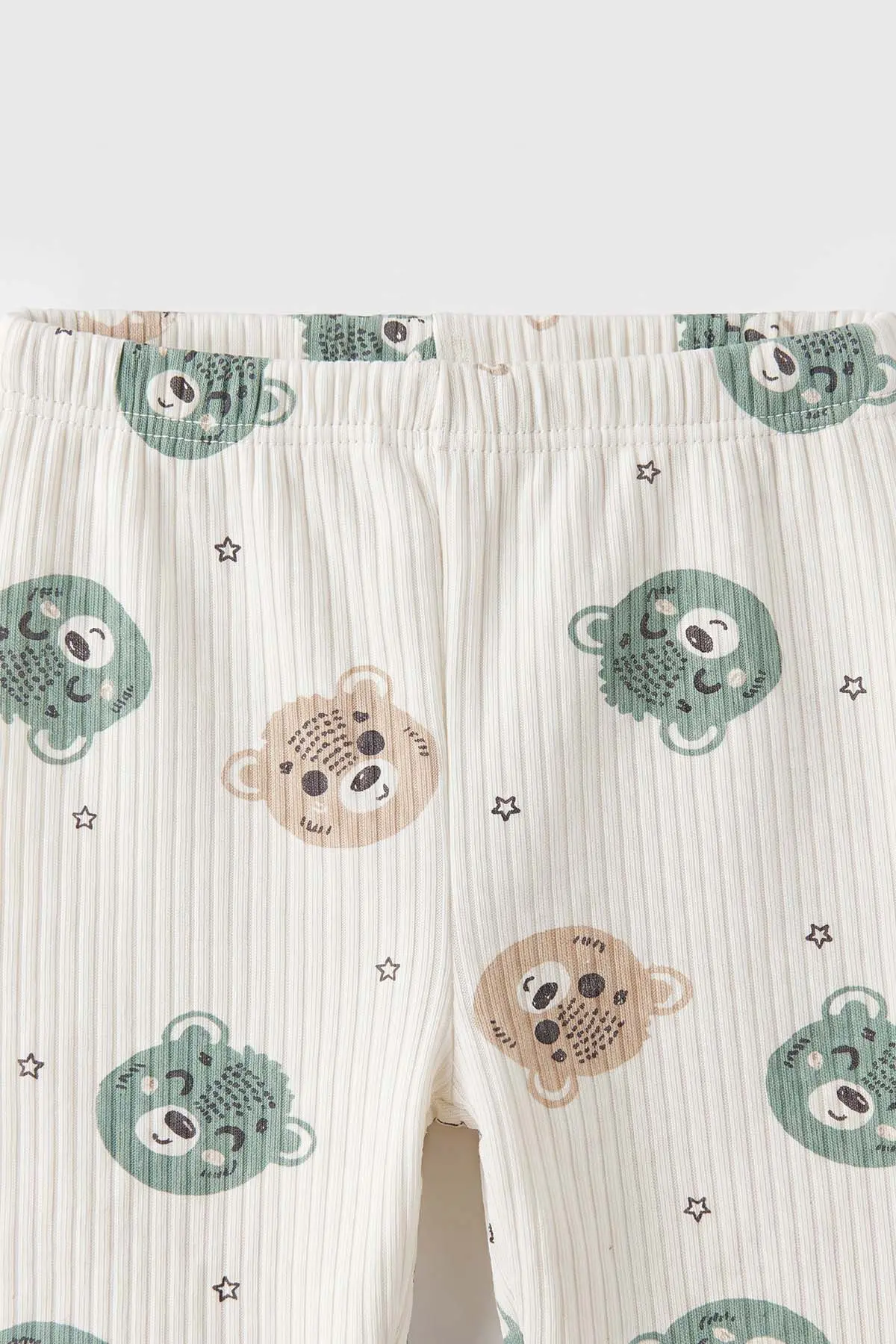 Yeşil Beyaz (1-3 Yaş) Koala Kafası Baskılı Raporlu Çocuk Pijama Takım 477251