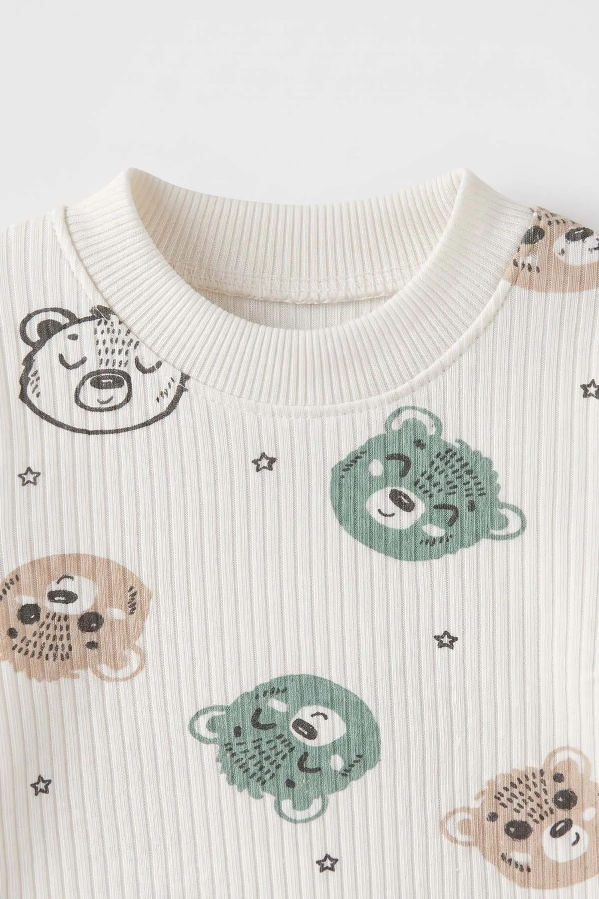 Yeşil Beyaz (1-3 Yaş) Koala Kafası Baskılı Raporlu Çocuk Pijama Takım 477251
