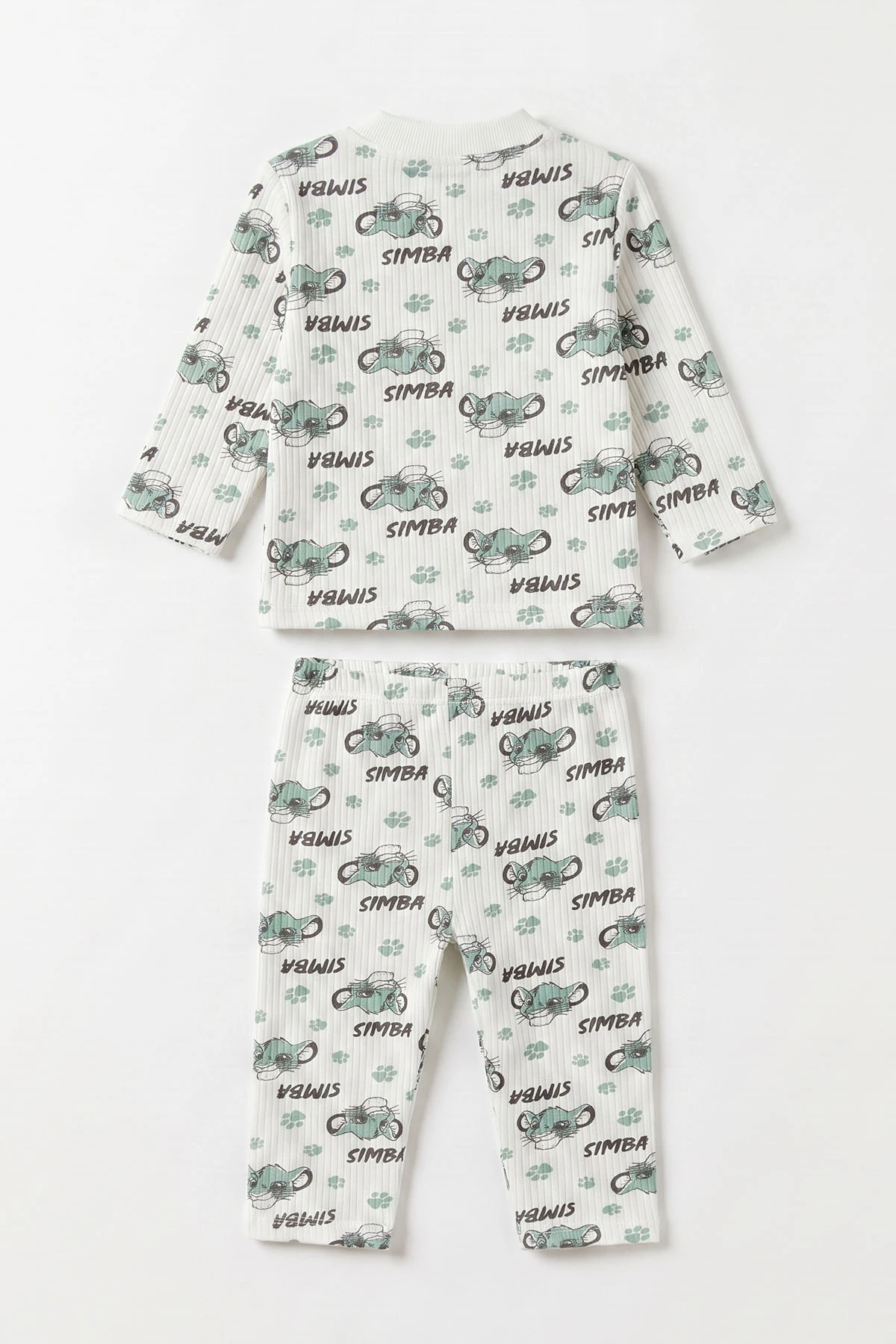 Yeşil Beyaz  (1-3 Yaş) Simba Desenli Raporlu Çocuk Pijama Takım 477342